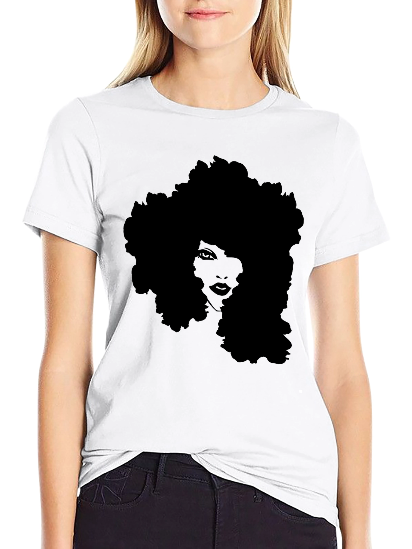 Afro Silhouette Tee - Stylish Black Graphic T-Shirt