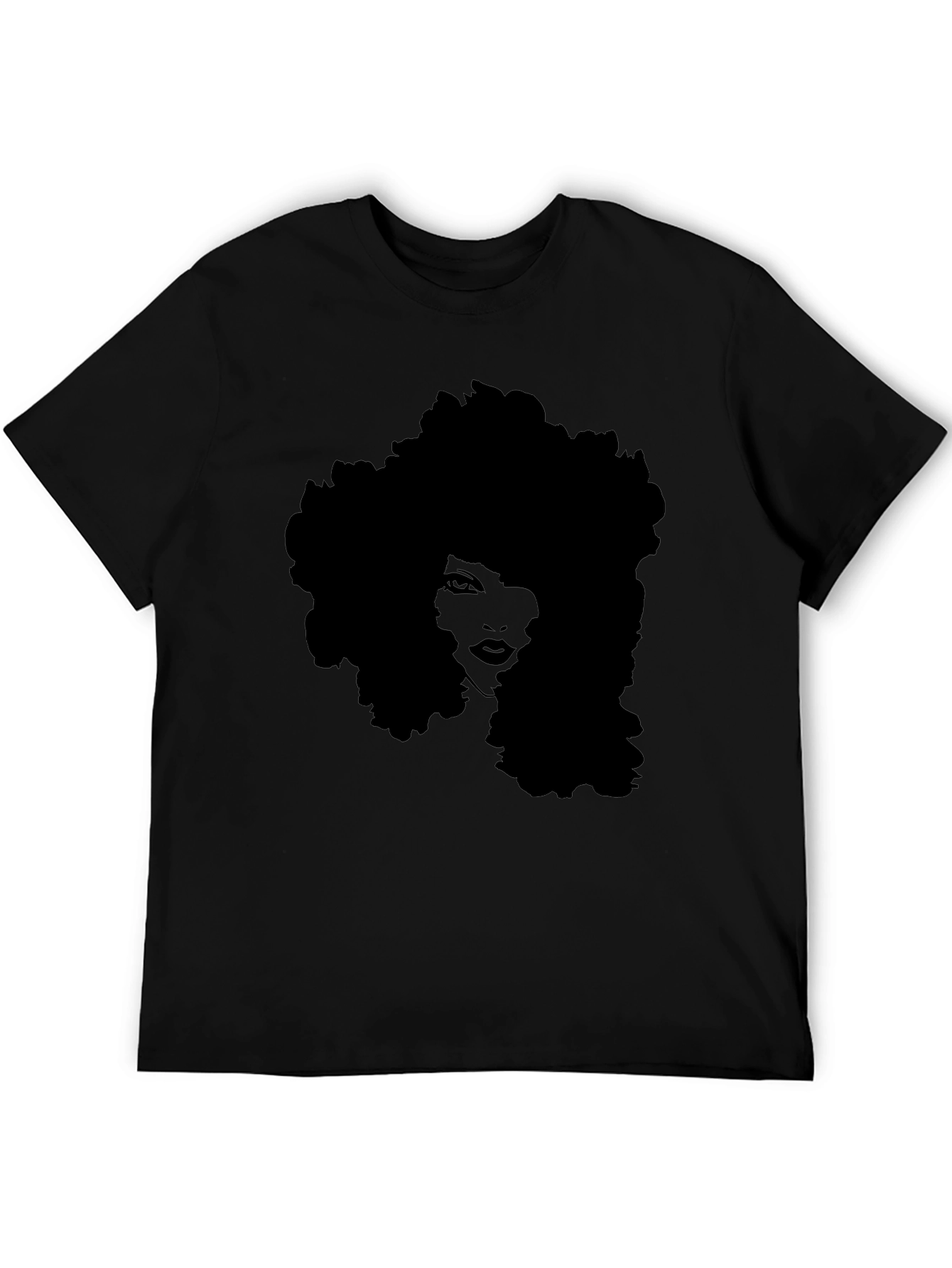 Afro Silhouette Tee - Stylish Black Graphic T-Shirt