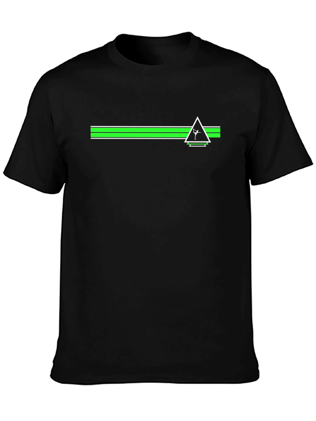 Modern Graphic Tee: Green Stripe Triangle Design
