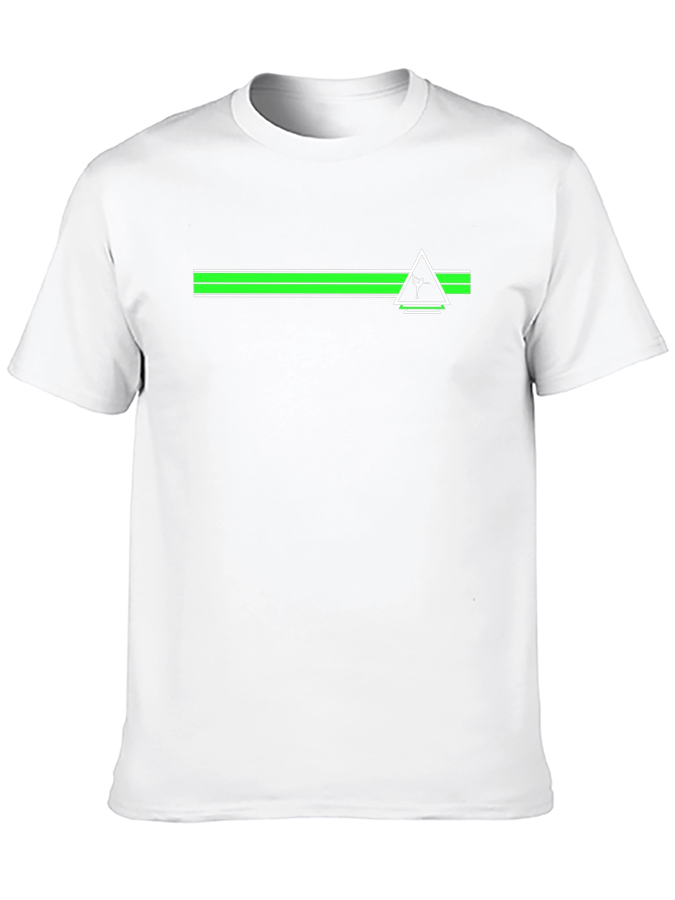 Modern Graphic Tee: Green Stripe Triangle Design