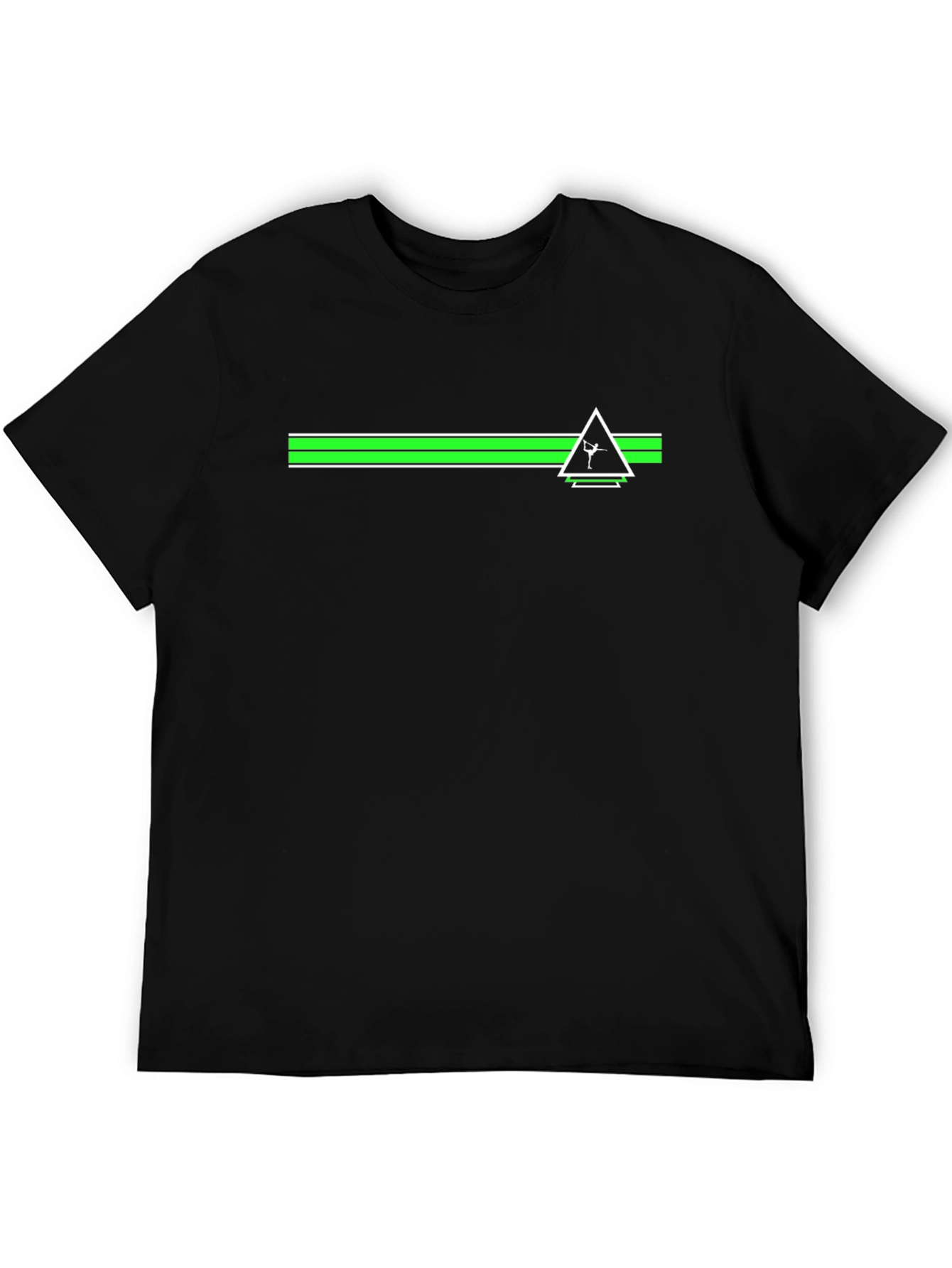 Modern Graphic Tee: Green Stripe Triangle Design