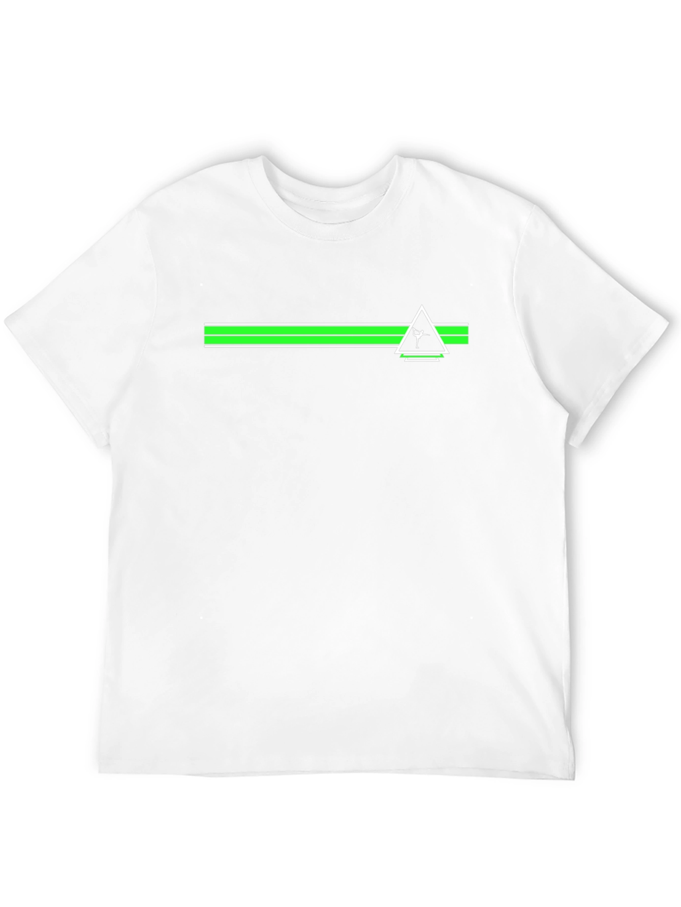 Modern Graphic Tee: Green Stripe Triangle Design