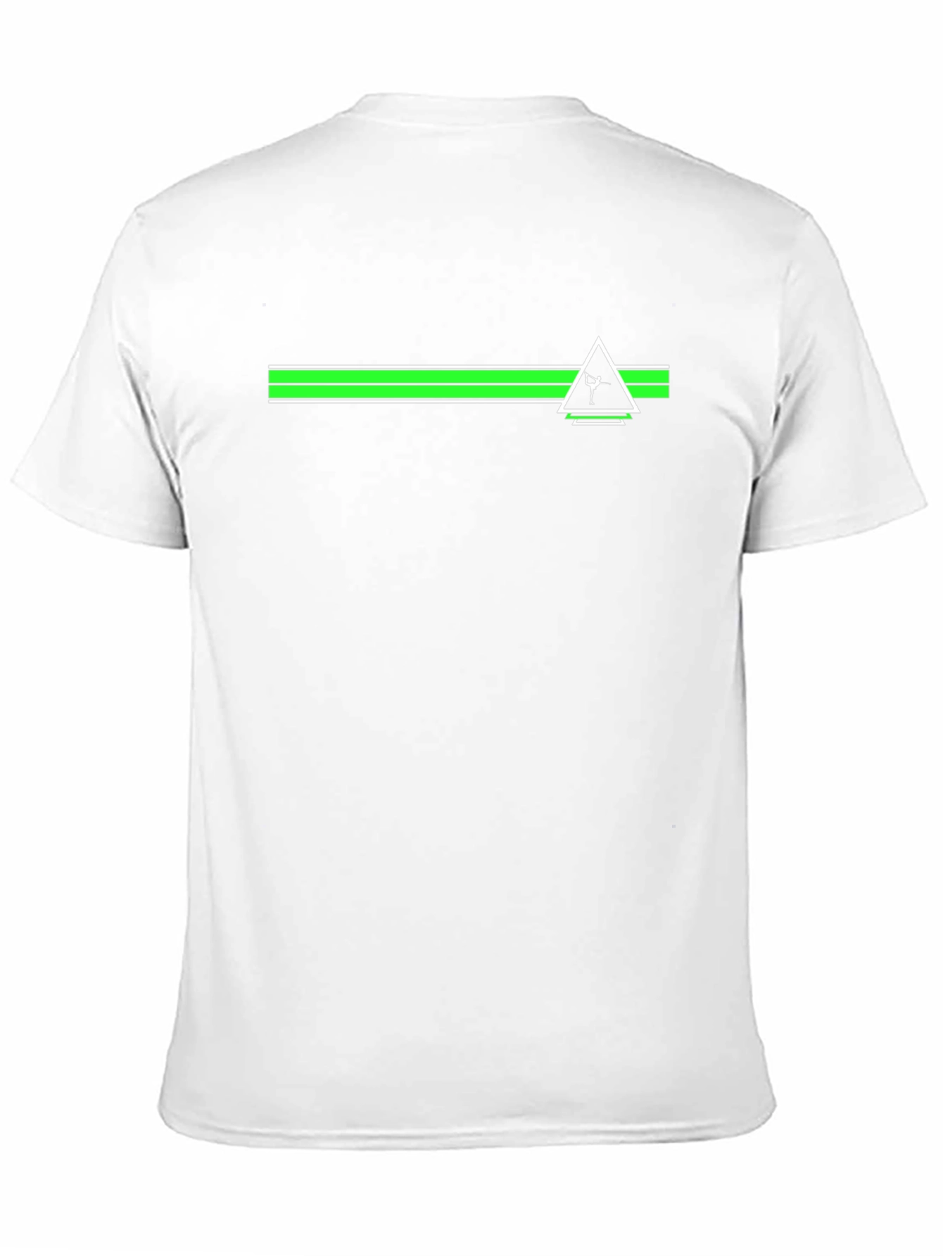 Modern Graphic Tee: Green Stripe Triangle Design