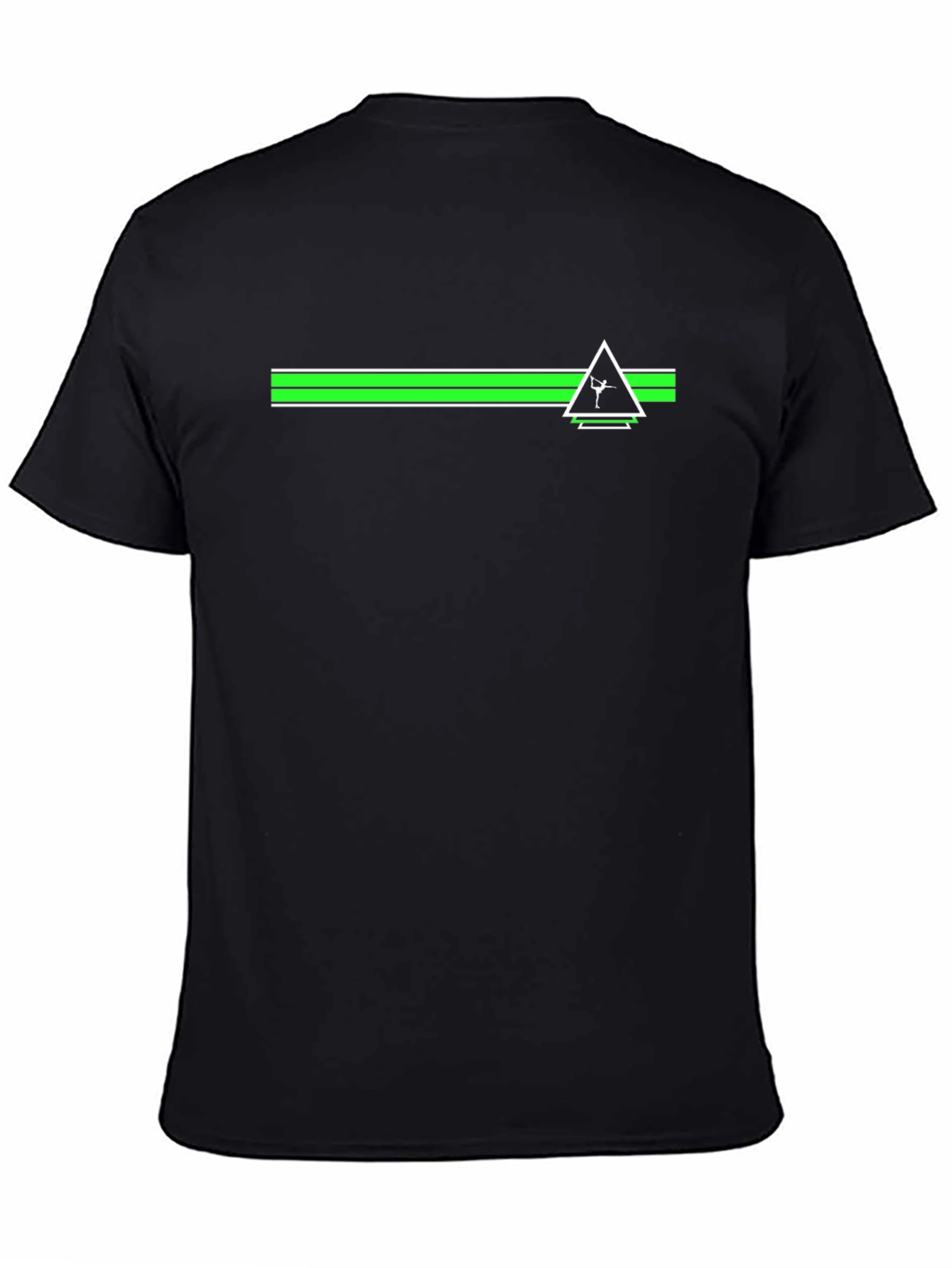 Modern Graphic Tee: Green Stripe Triangle Design