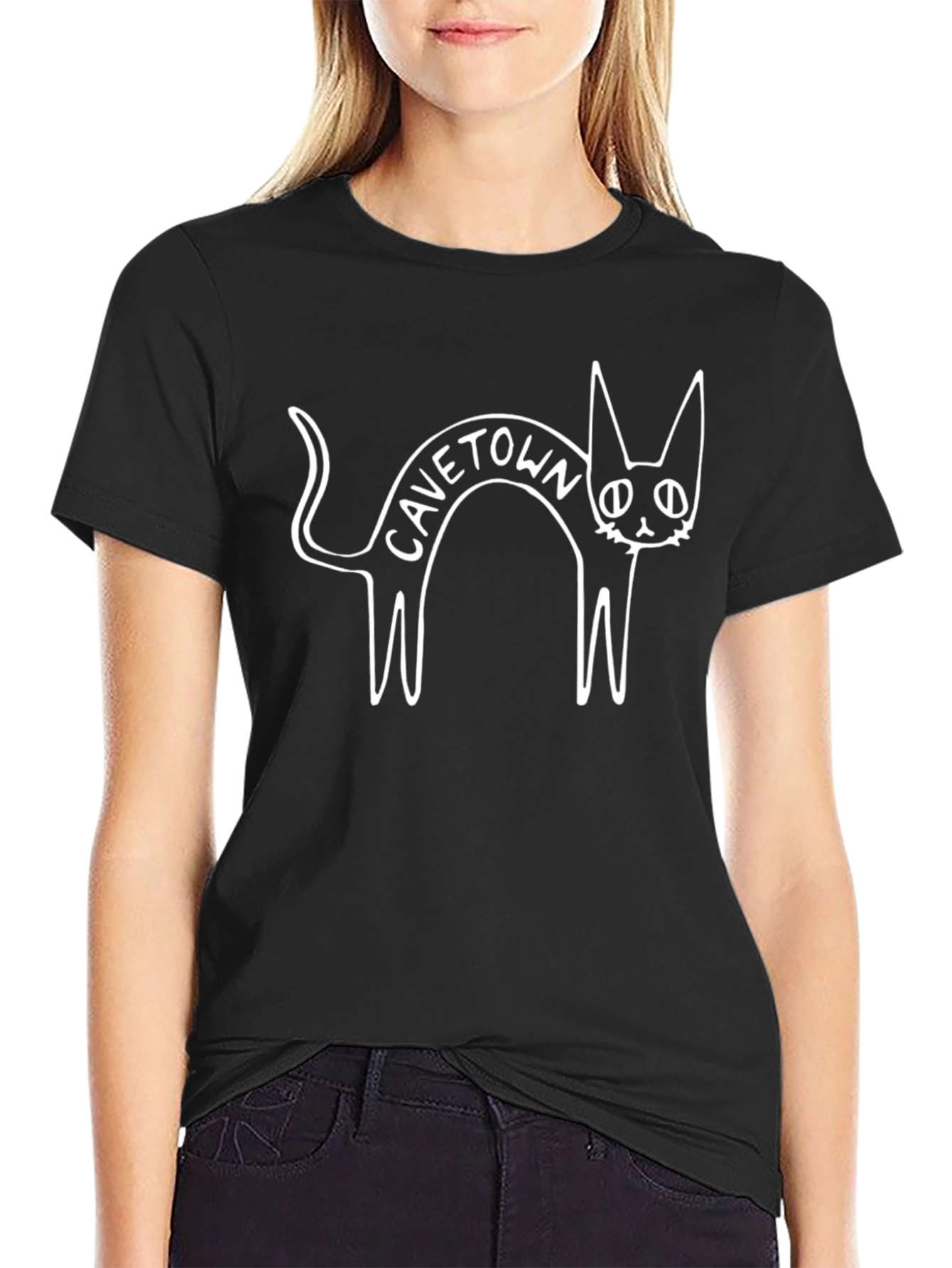 Cavetown Cat Graphic T-Shirt - Black