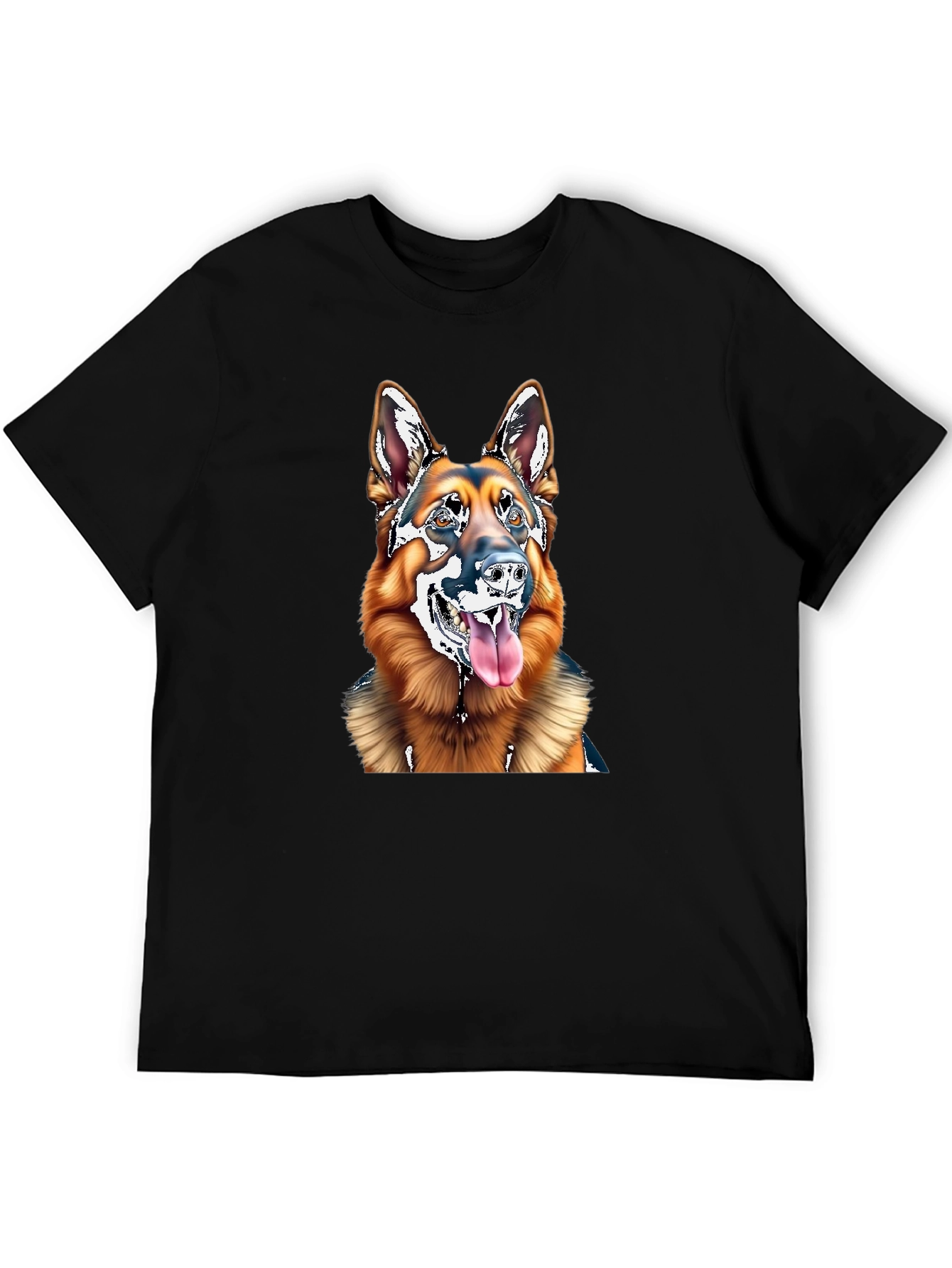 German Shepherd Dog Graphic Tee - Black Cotton Blend