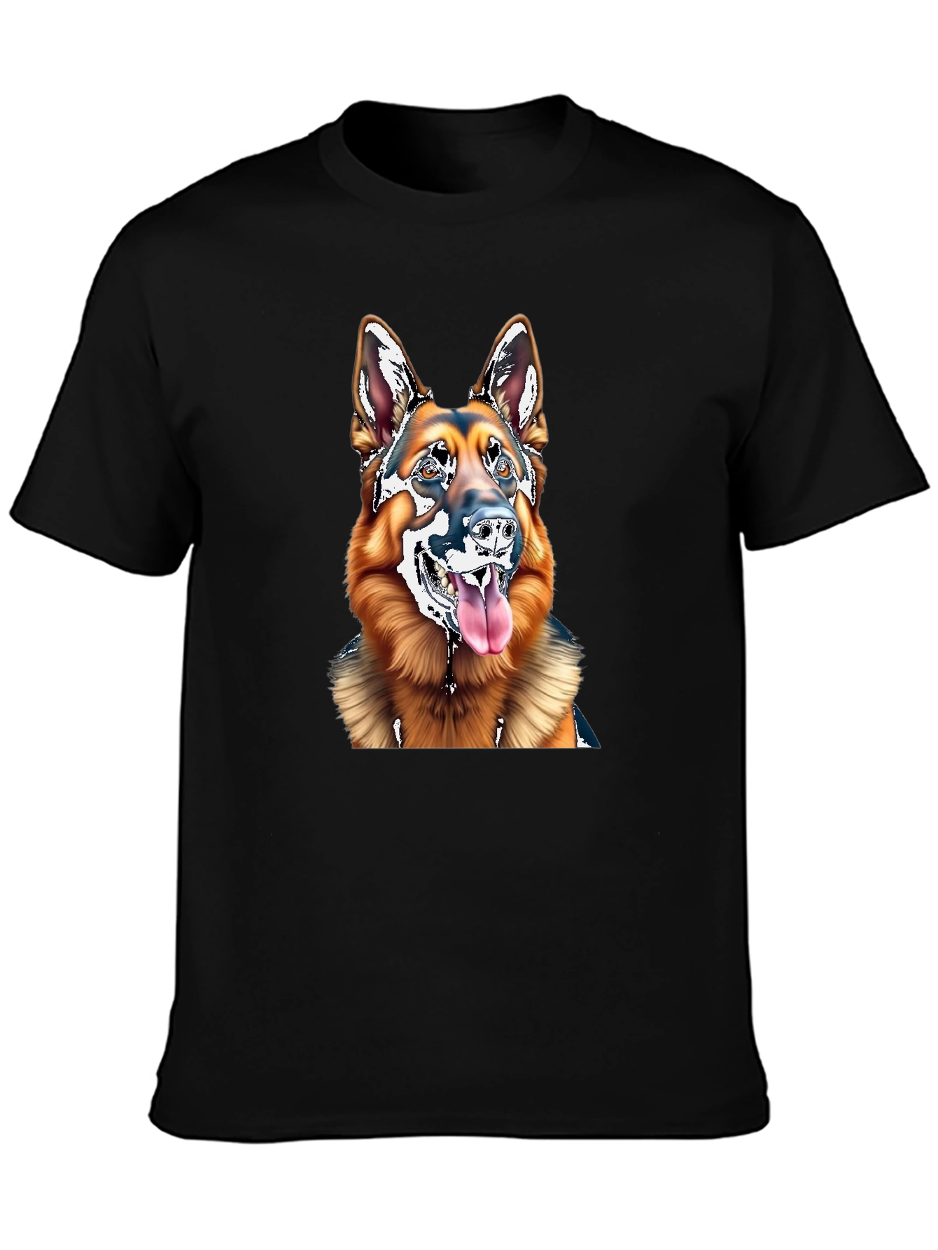 German Shepherd Dog Graphic Tee - Black Cotton Blend