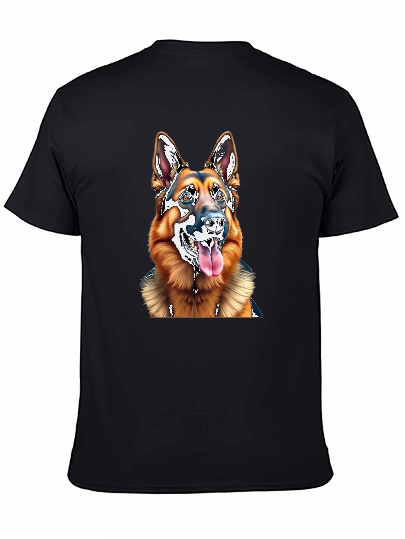 German Shepherd Dog Graphic Tee - Black Cotton Blend
