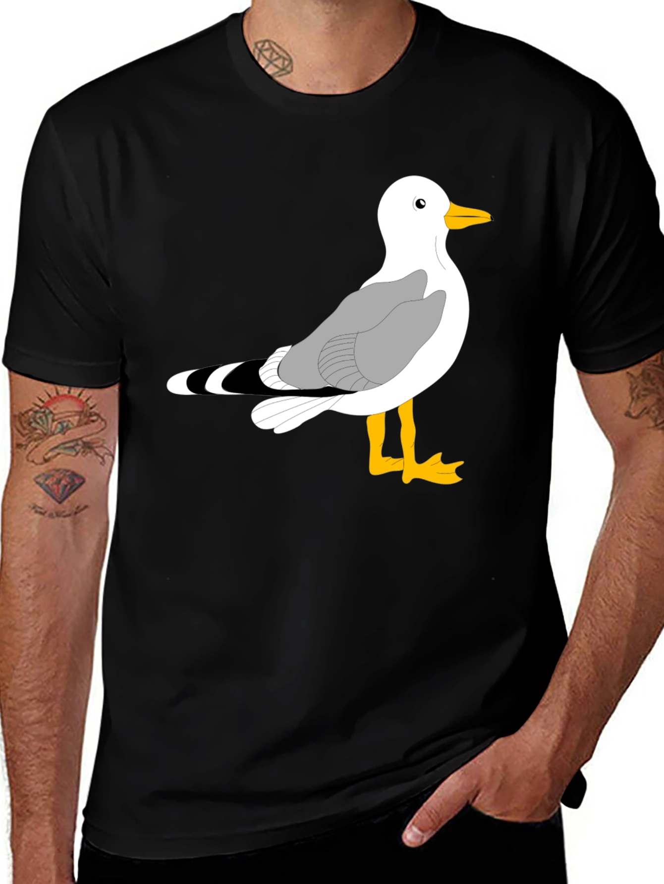 Seagull Graphic Tee - Black Cotton T-Shirt