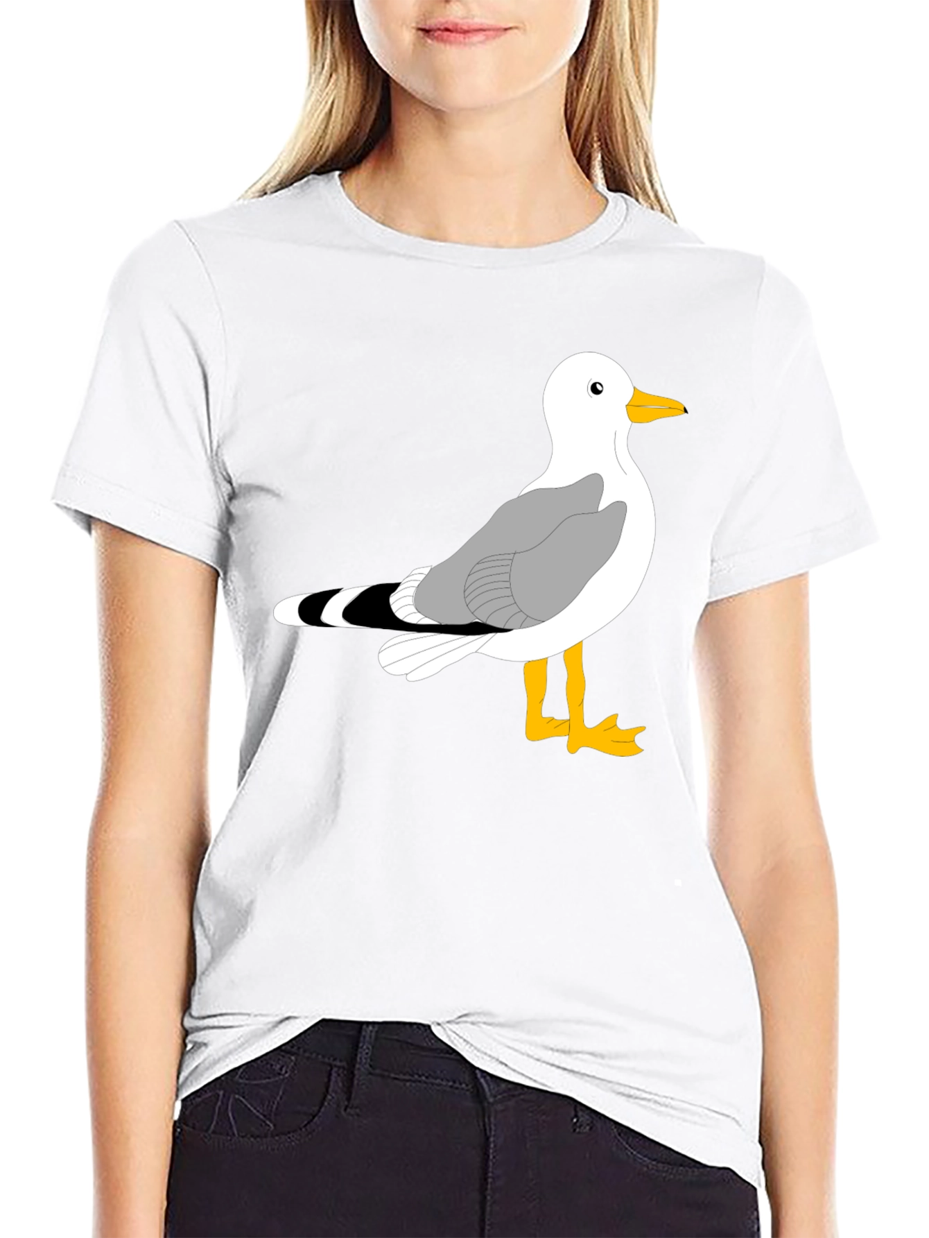 Seagull Graphic Tee - Black Cotton T-Shirt