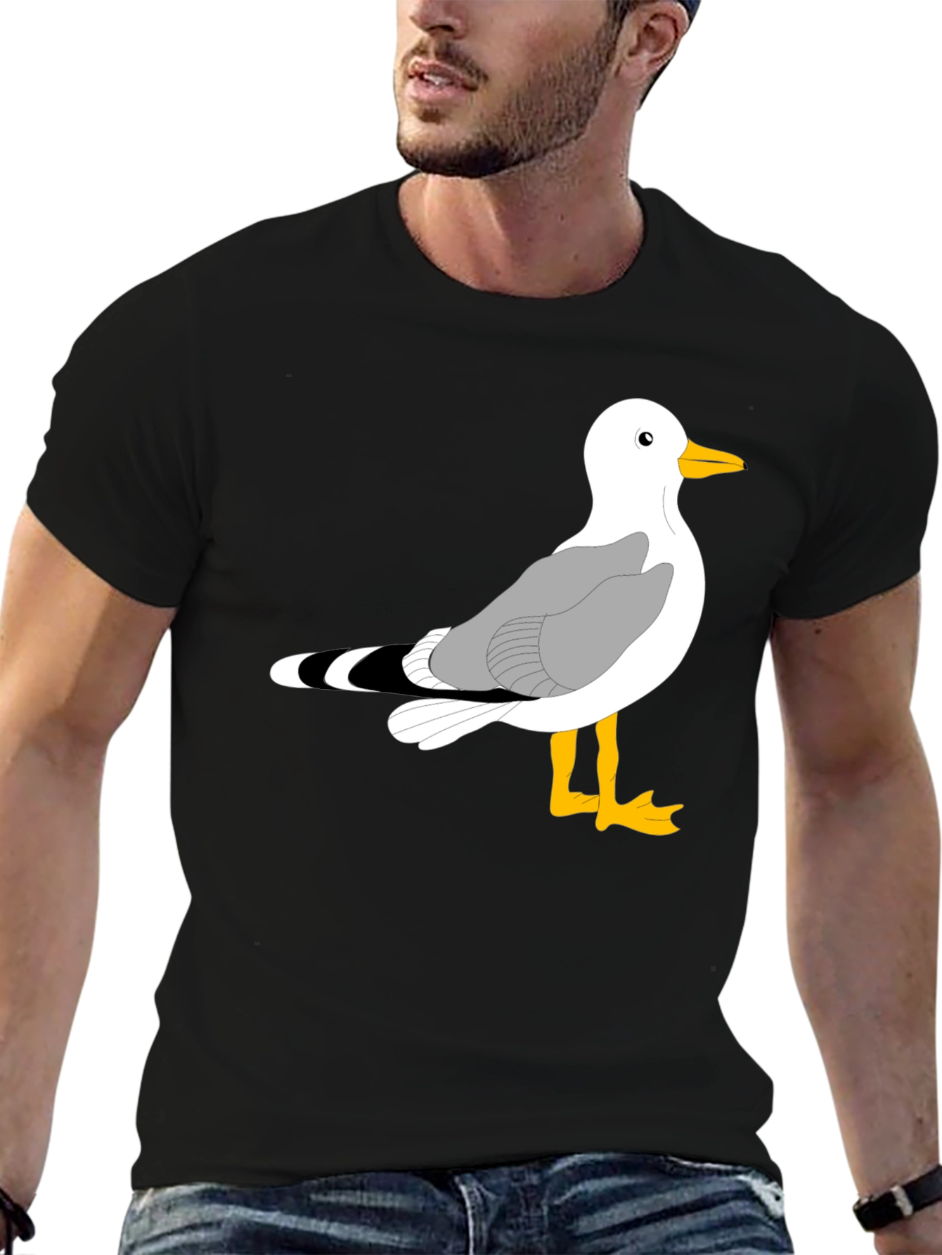 Seagull Graphic Tee - Black Cotton T-Shirt