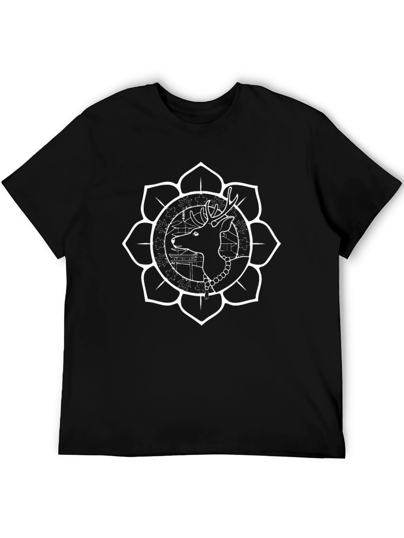 Deer Mandala Graphic Tee - Black Unisex T-Shirt