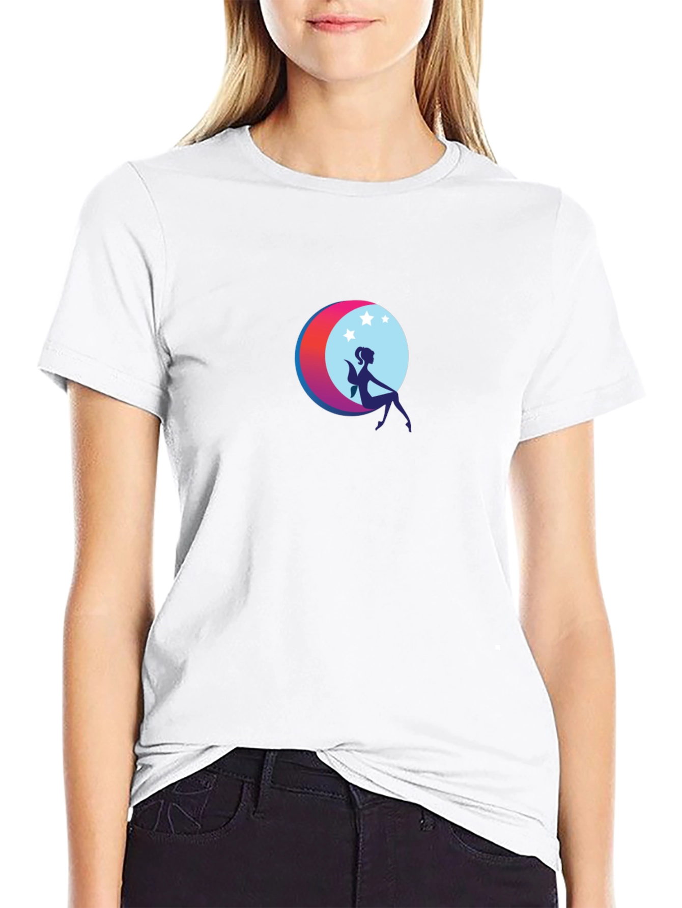Moon Fairy Graphic Black T-Shirt