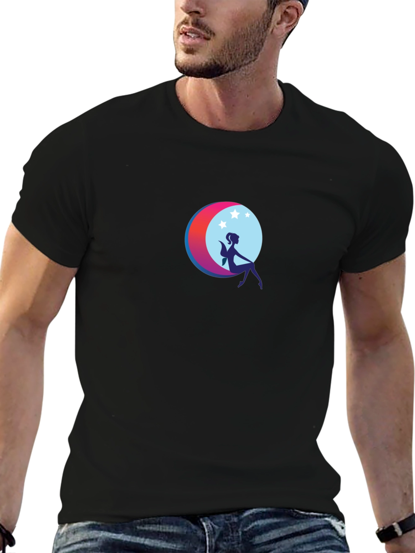 Moon Fairy Graphic Black T-Shirt
