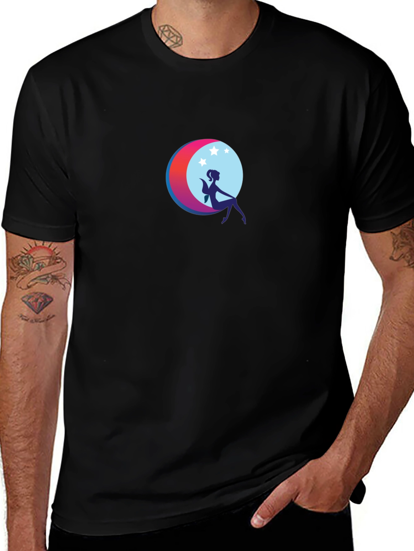 Moon Fairy Graphic Black T-Shirt