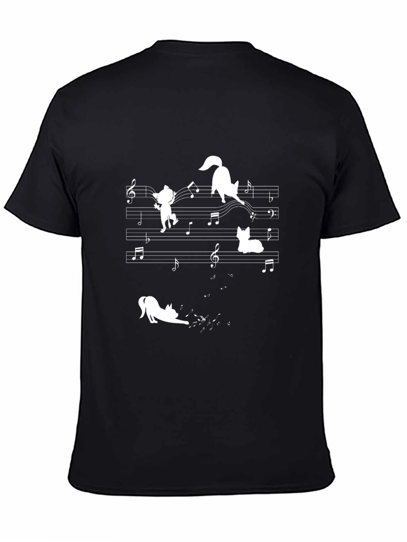 Musical Cats Graphic Tee - Black Cotton T-Shirt