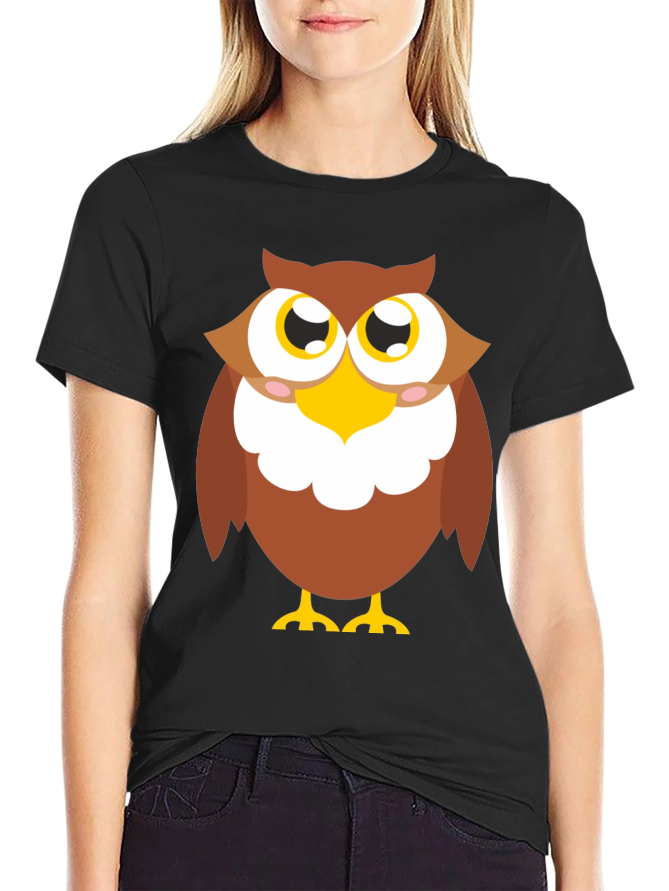 Cute Owl Graphic T-Shirt - Black Cotton Tee