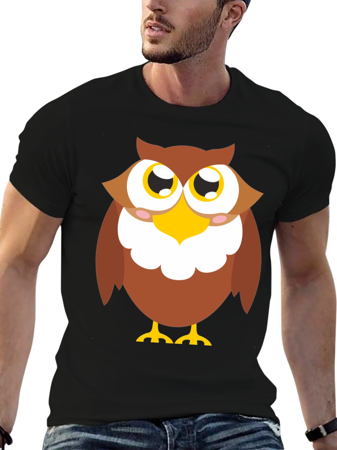 Cute Owl Graphic T-Shirt - Black Cotton Tee