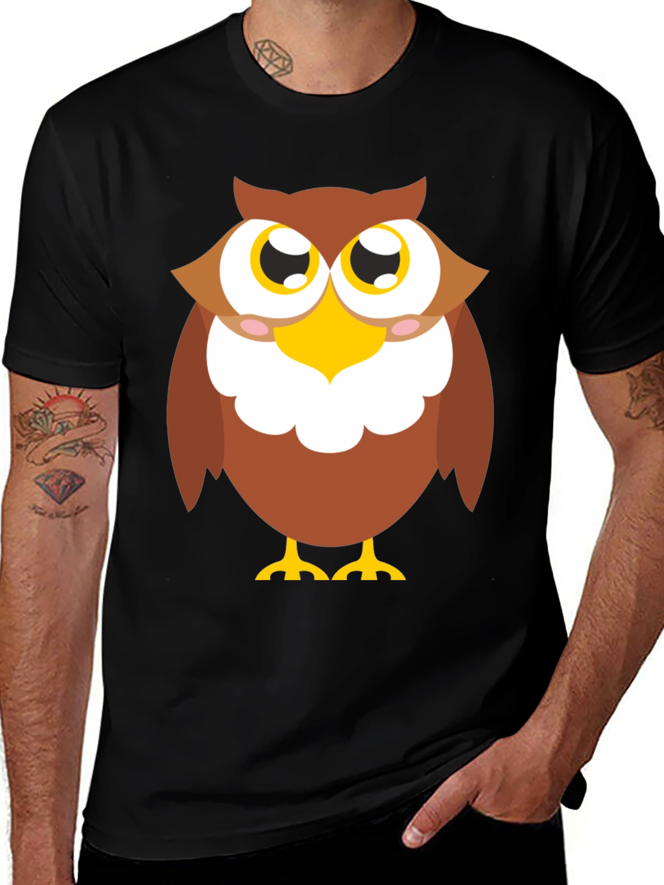 Cute Owl Graphic T-Shirt - Black Cotton Tee