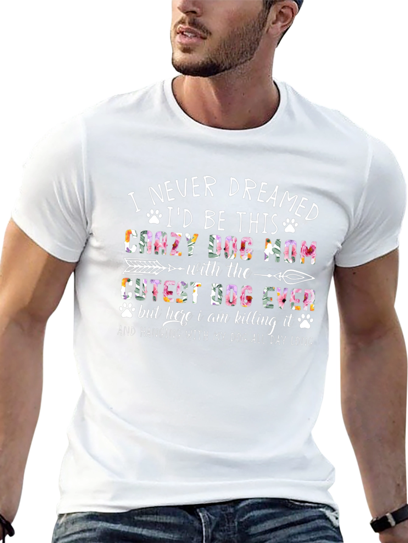 Crazy Dog Mom T-Shirt - Floral Design