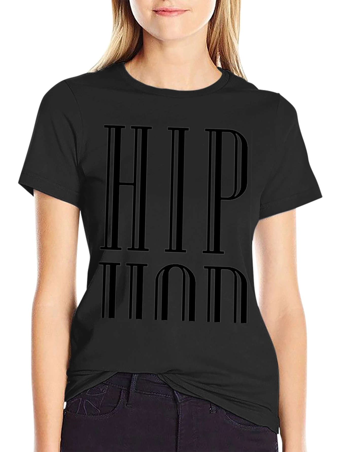 HIP HOP Graphic Print Black Tee Shirt
