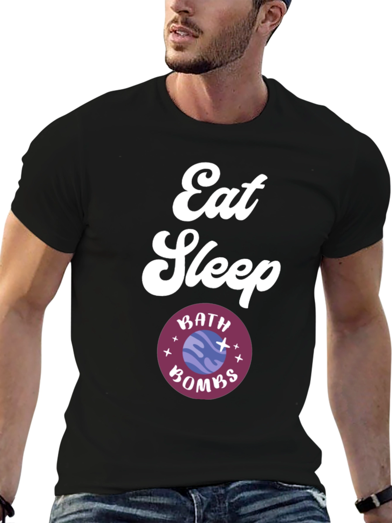 Eat Sleep Bath Bombs Black Graphic Tee
