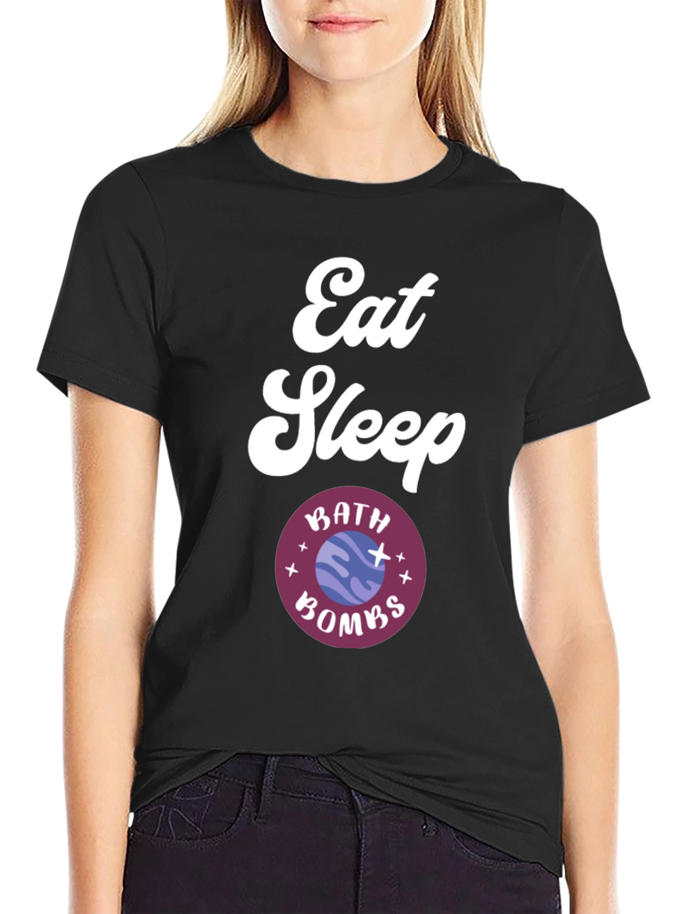 Eat Sleep Bath Bombs Black Graphic Tee