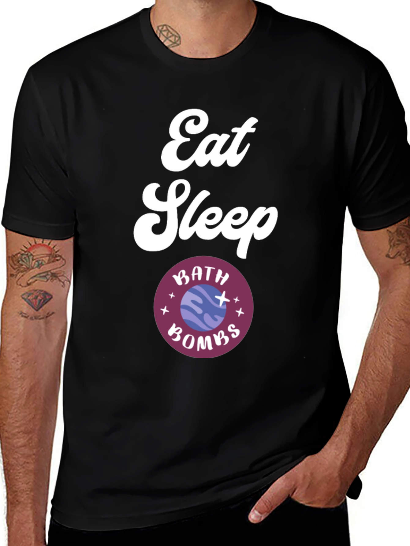 Eat Sleep Bath Bombs Black Graphic Tee