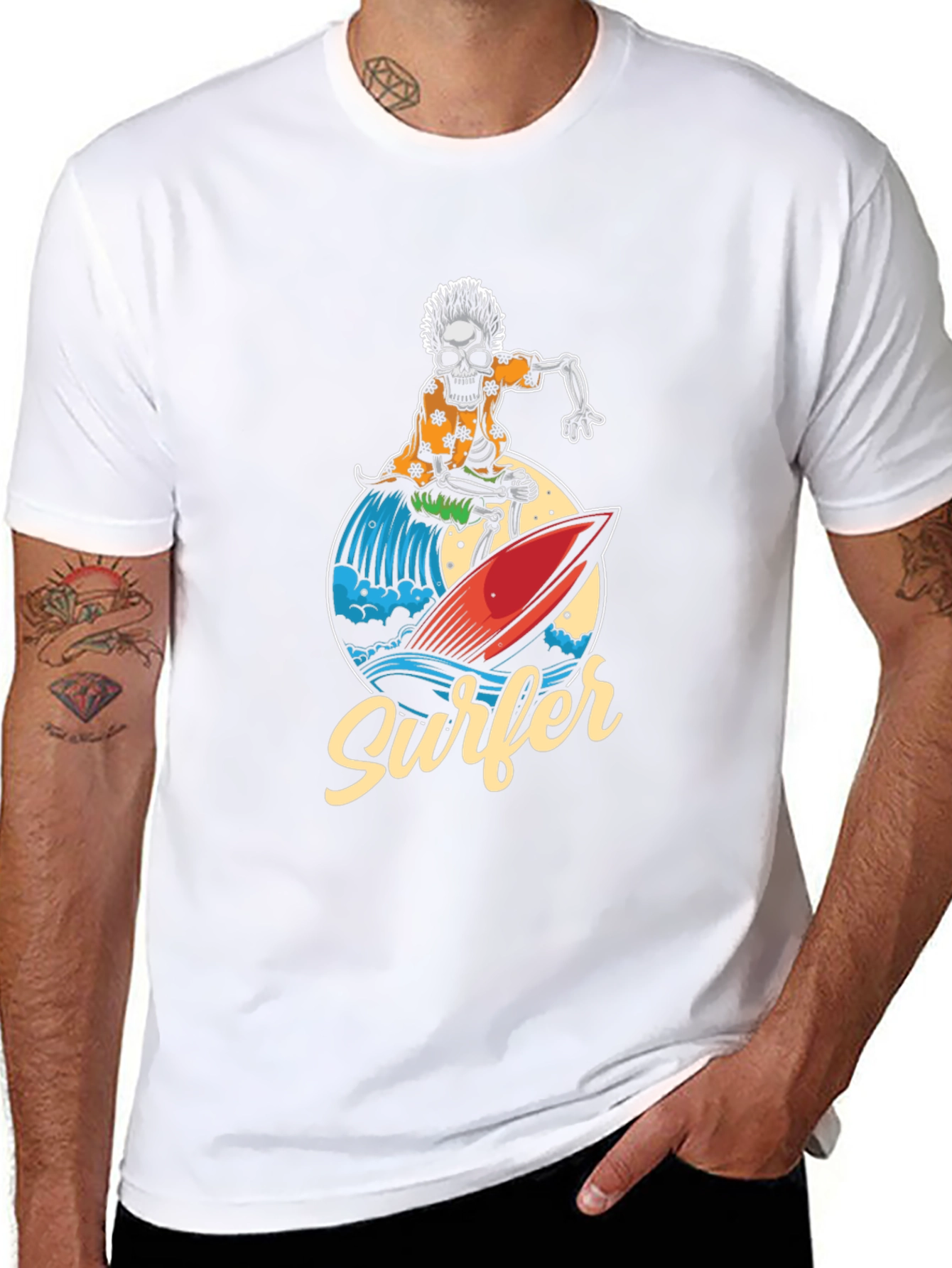 Skeleton Surfer Graphic T-Shirt
