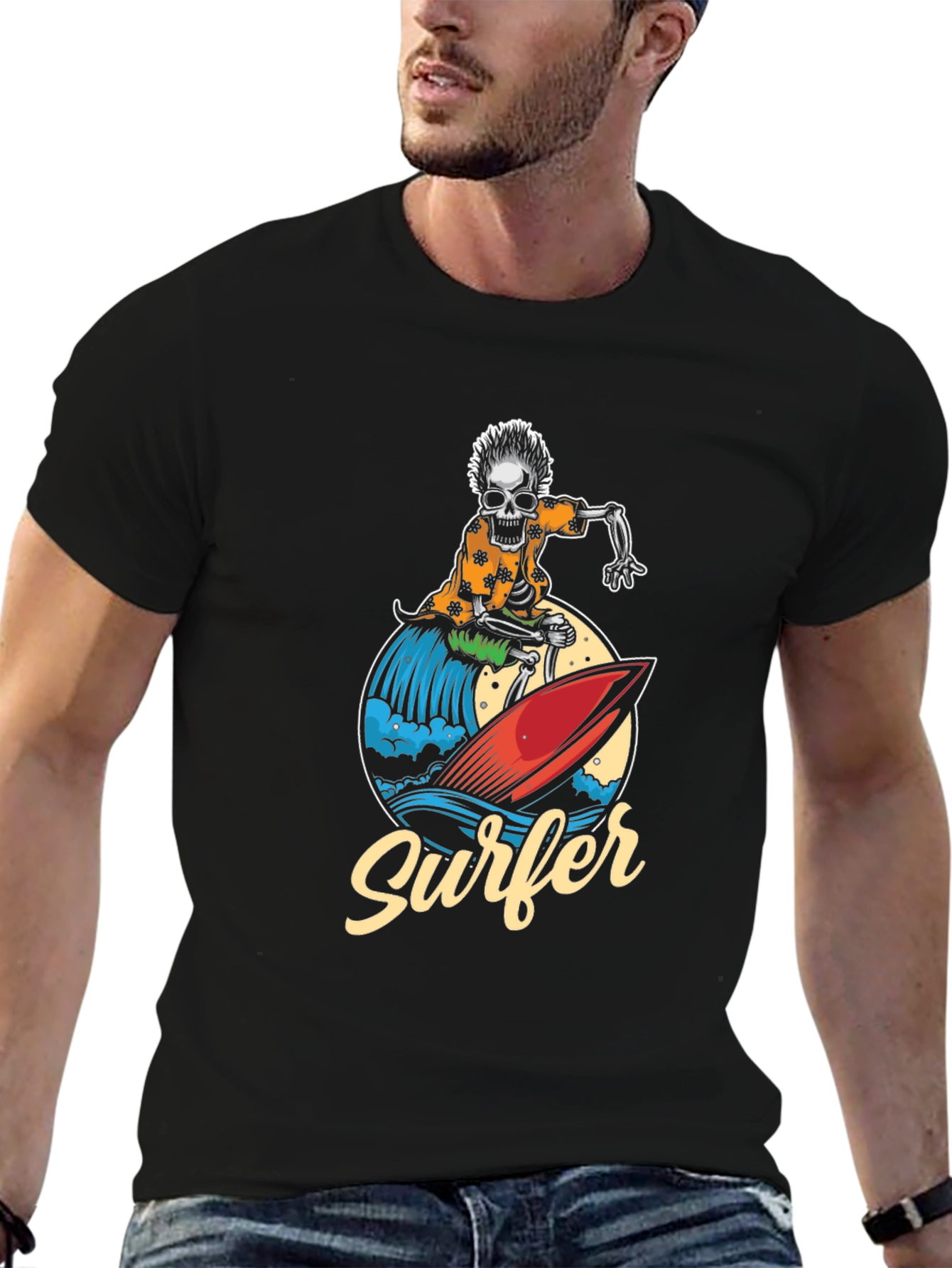 Skeleton Surfer Graphic T-Shirt
