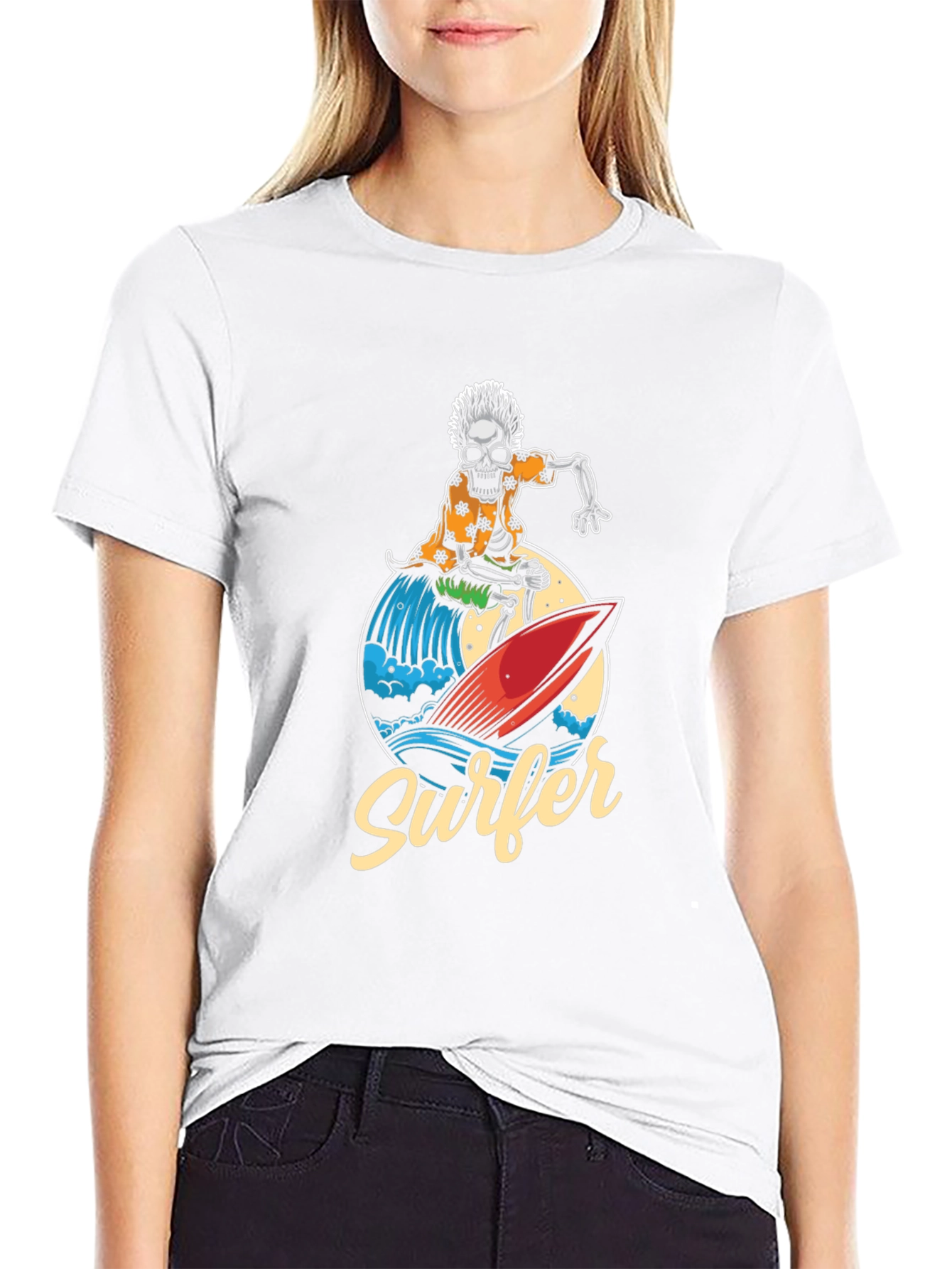 Skeleton Surfer Graphic T-Shirt