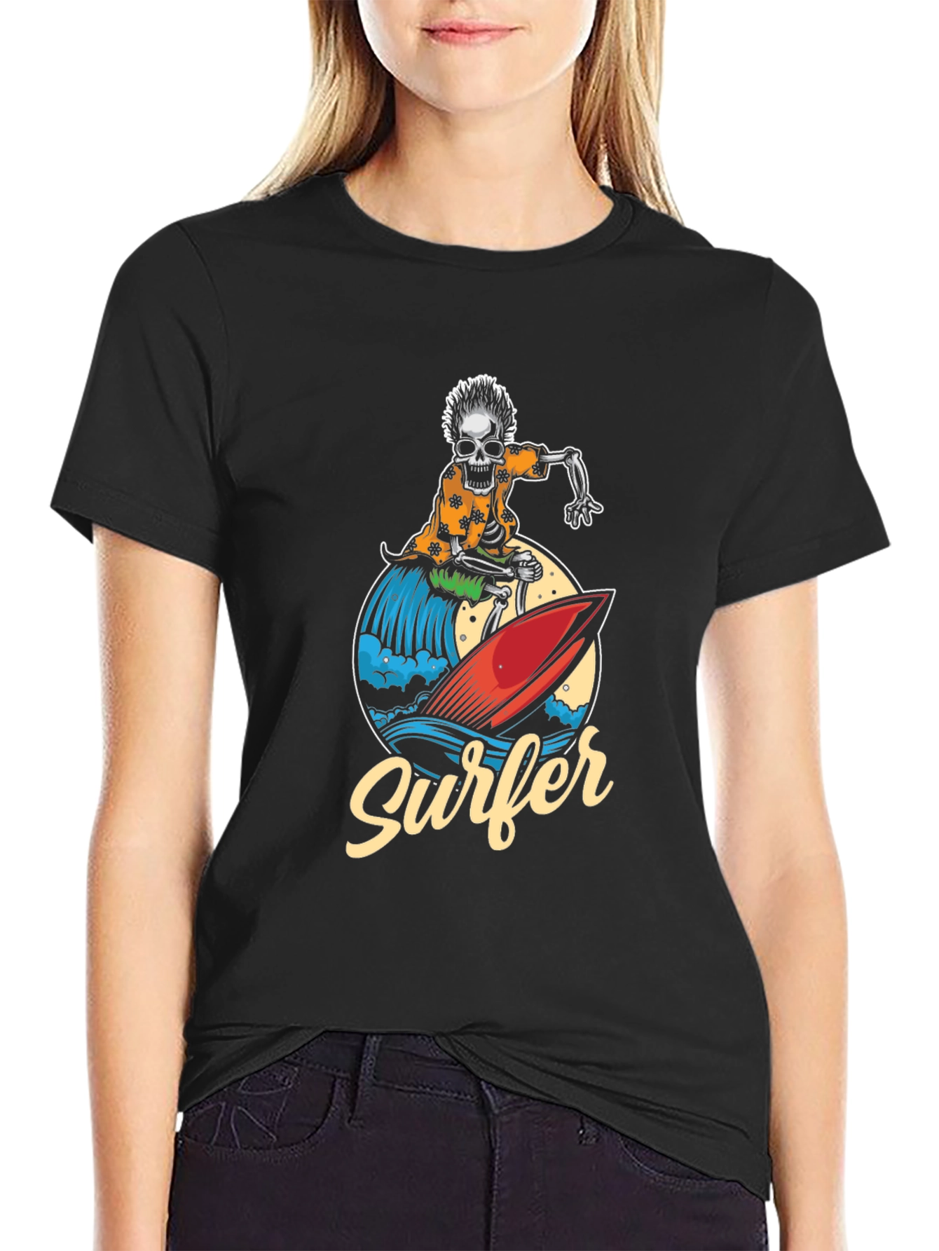 Skeleton Surfer Graphic T-Shirt