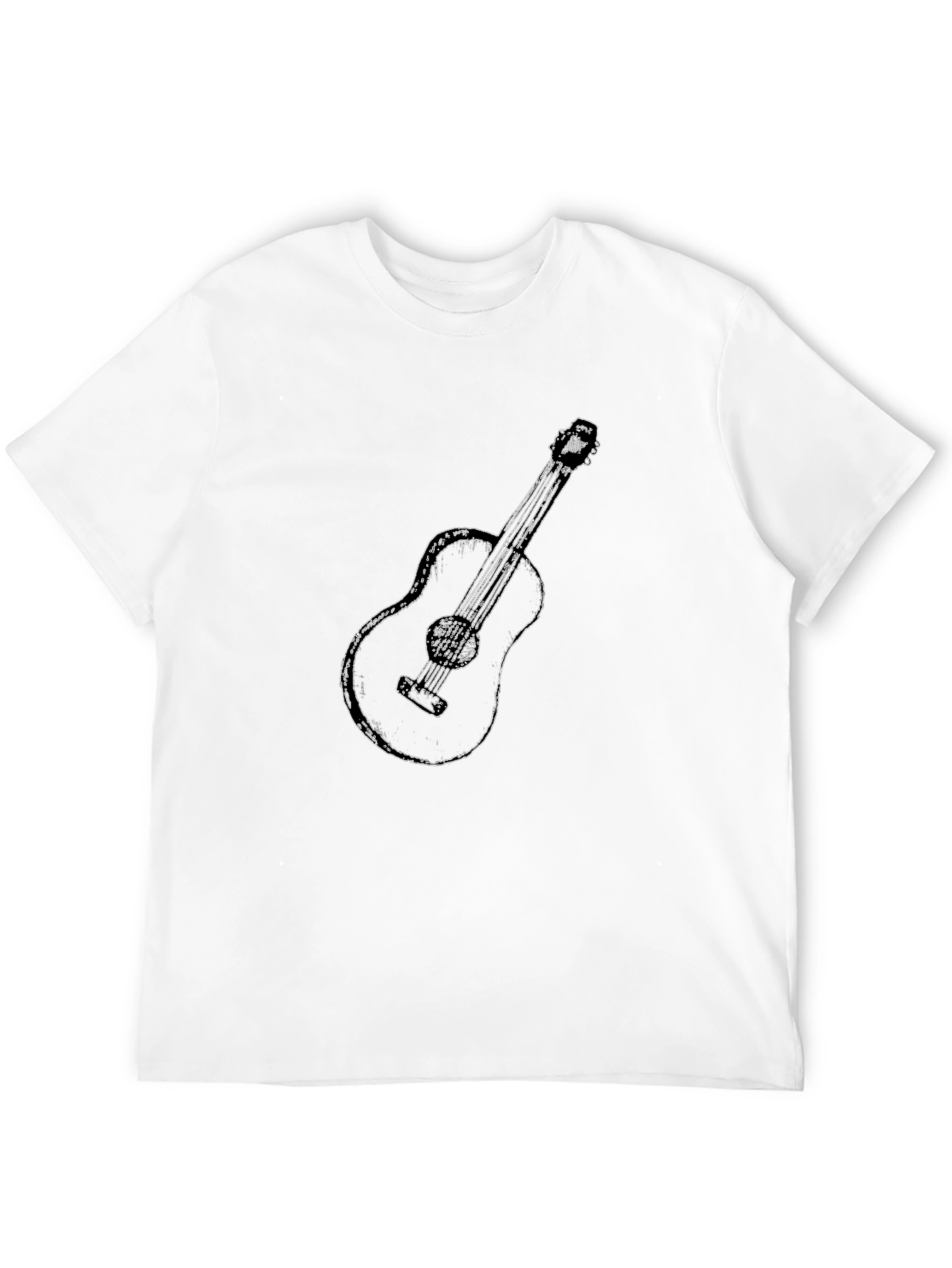 Guitar Graphic Print Black T-Shirt