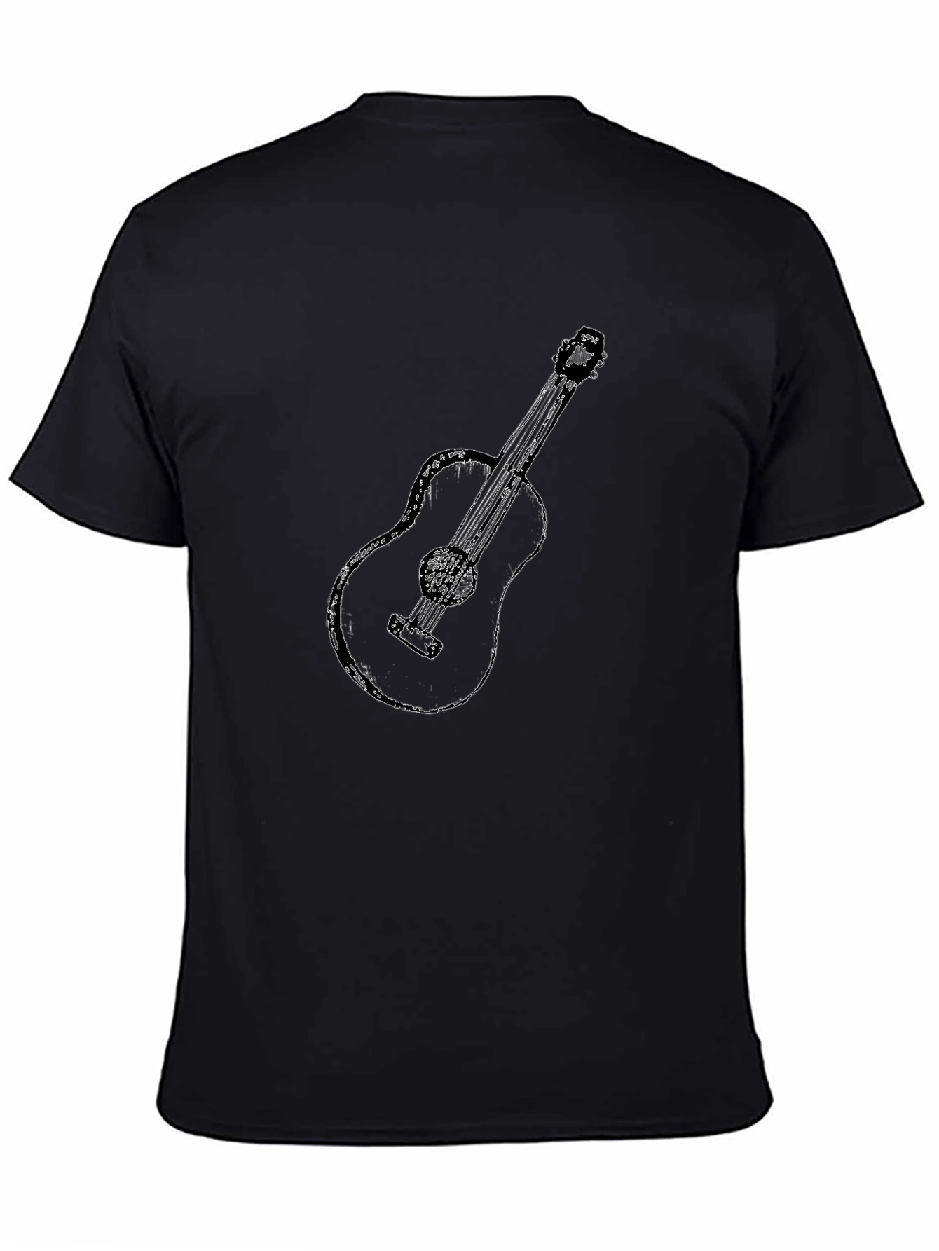 Guitar Graphic Print Black T-Shirt