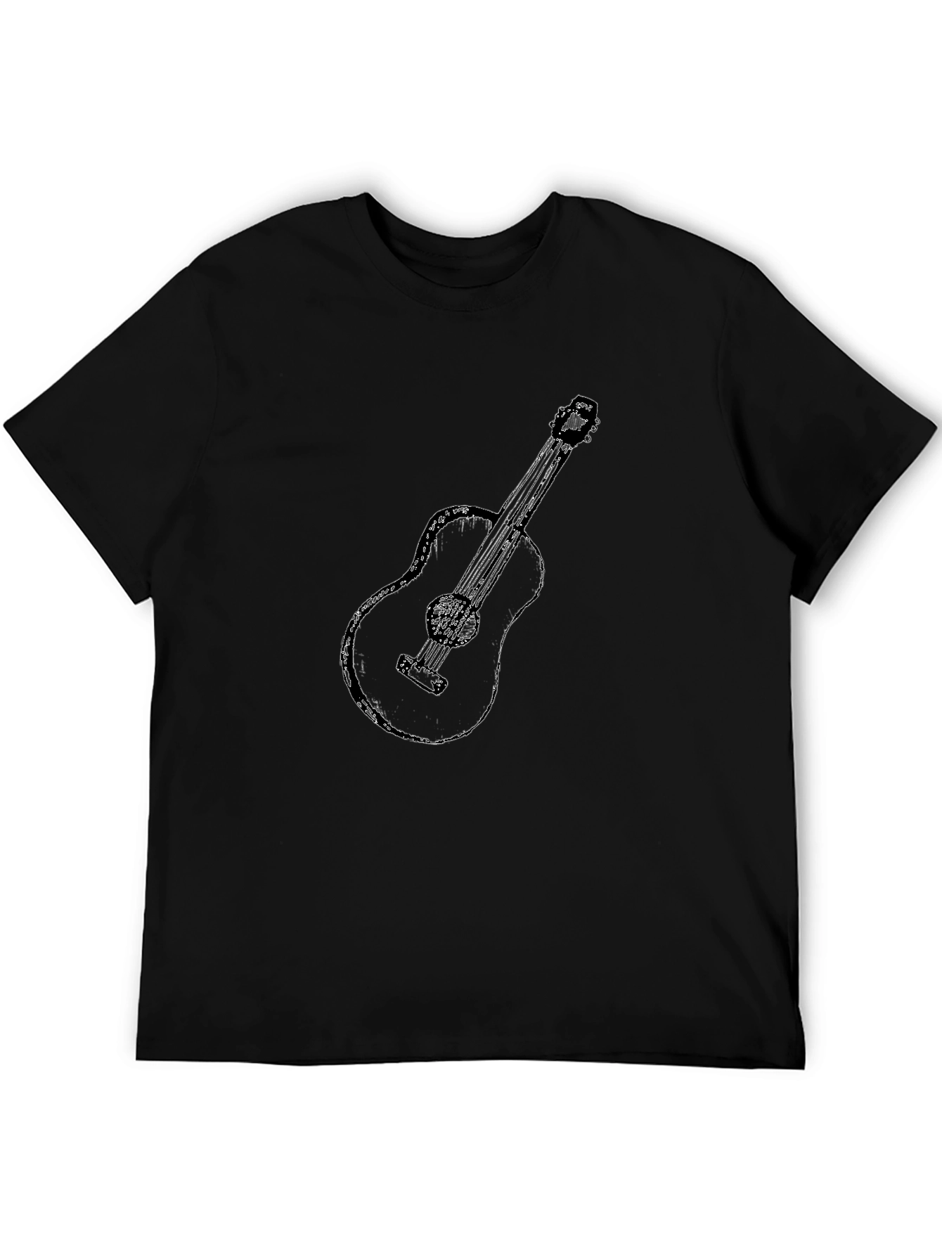 Guitar Graphic Print Black T-Shirt