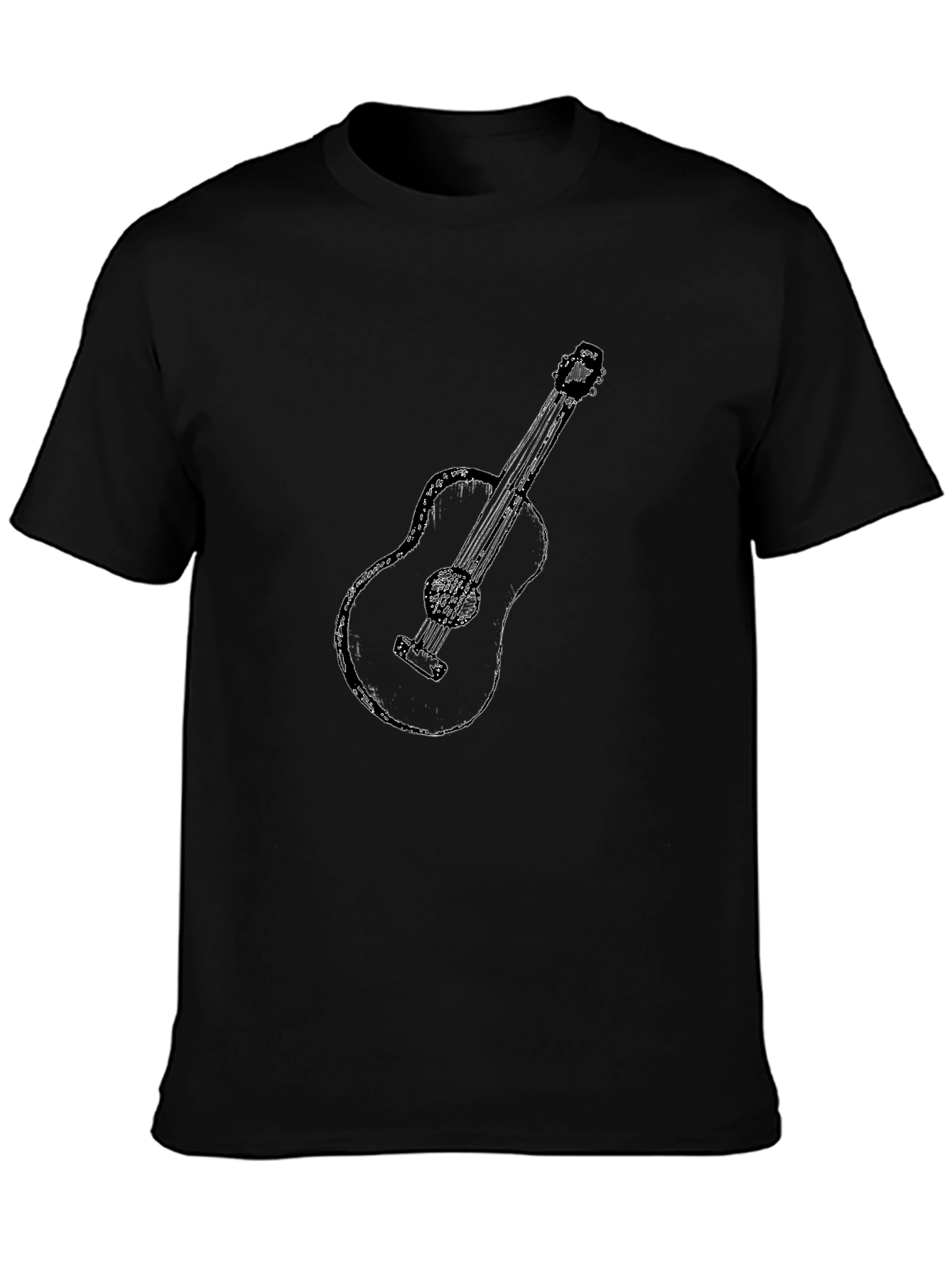 Guitar Graphic Print Black T-Shirt