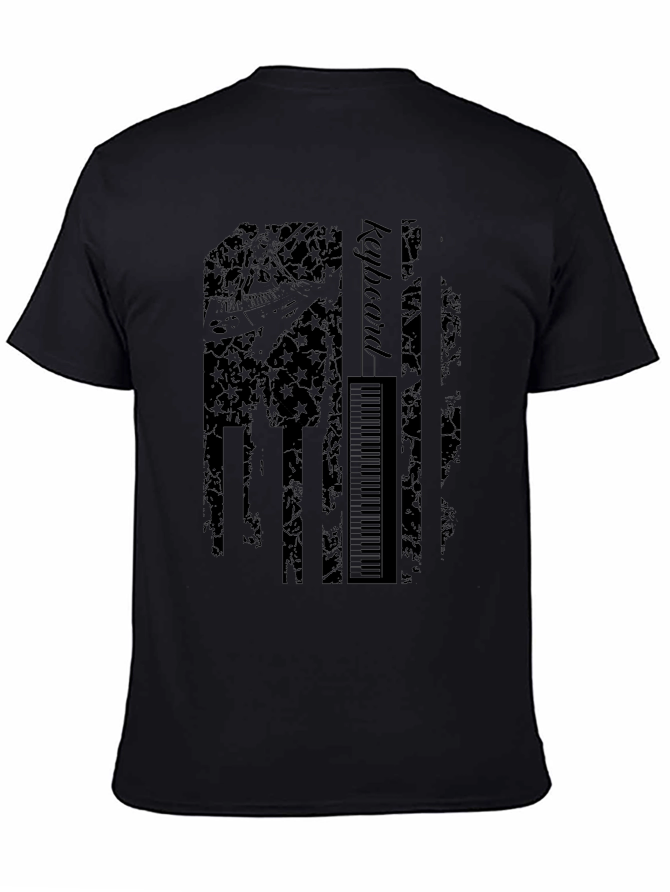 Keyboard American Flag Graphic Black T-Shirt