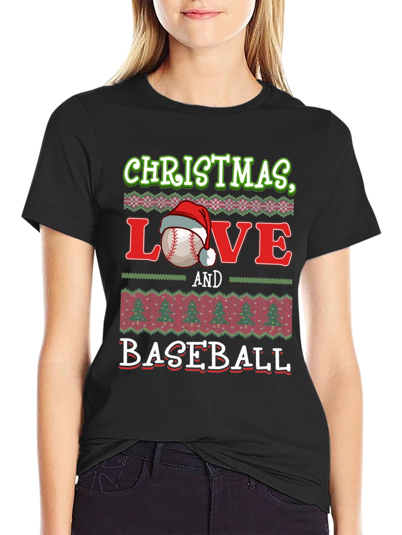 Christmas Love and Baseball Holiday T-Shirt