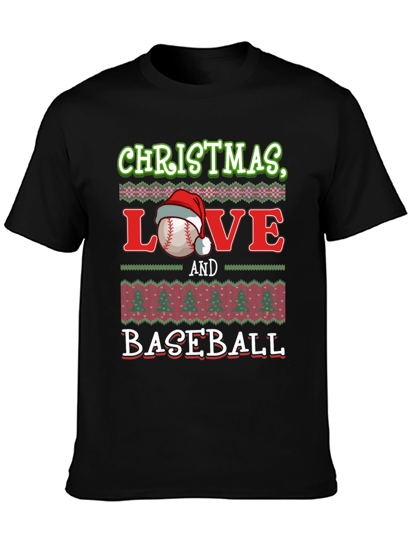 Christmas Love and Baseball Holiday T-Shirt
