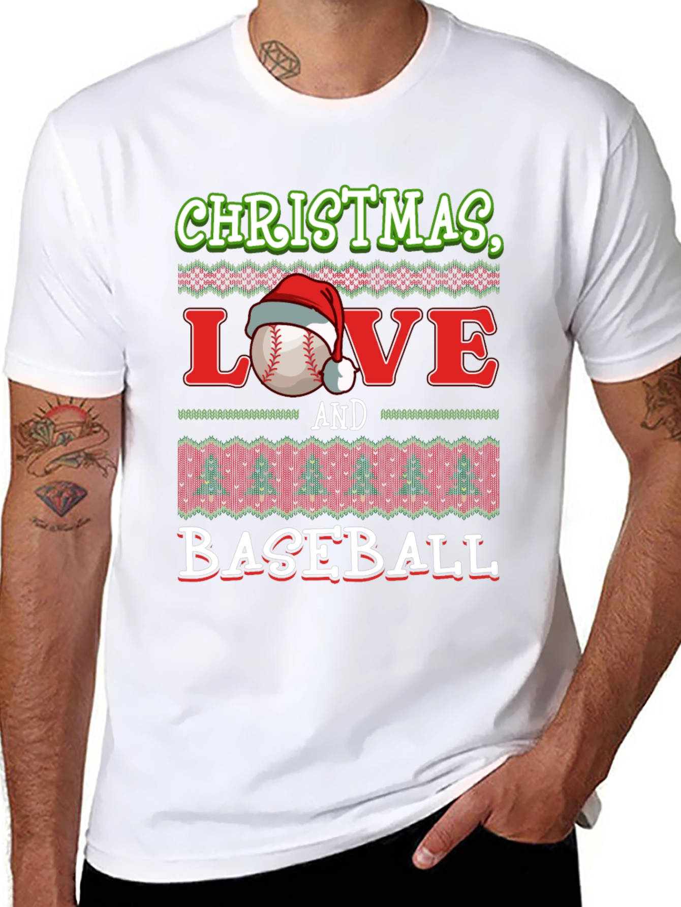 Christmas Love and Baseball Holiday T-Shirt