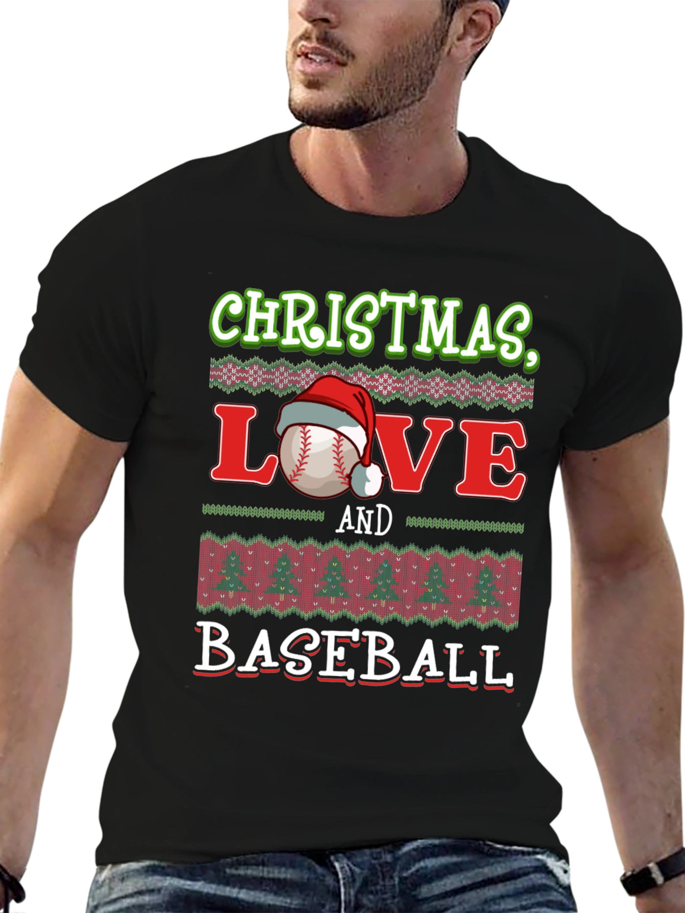 Christmas Love and Baseball Holiday T-Shirt