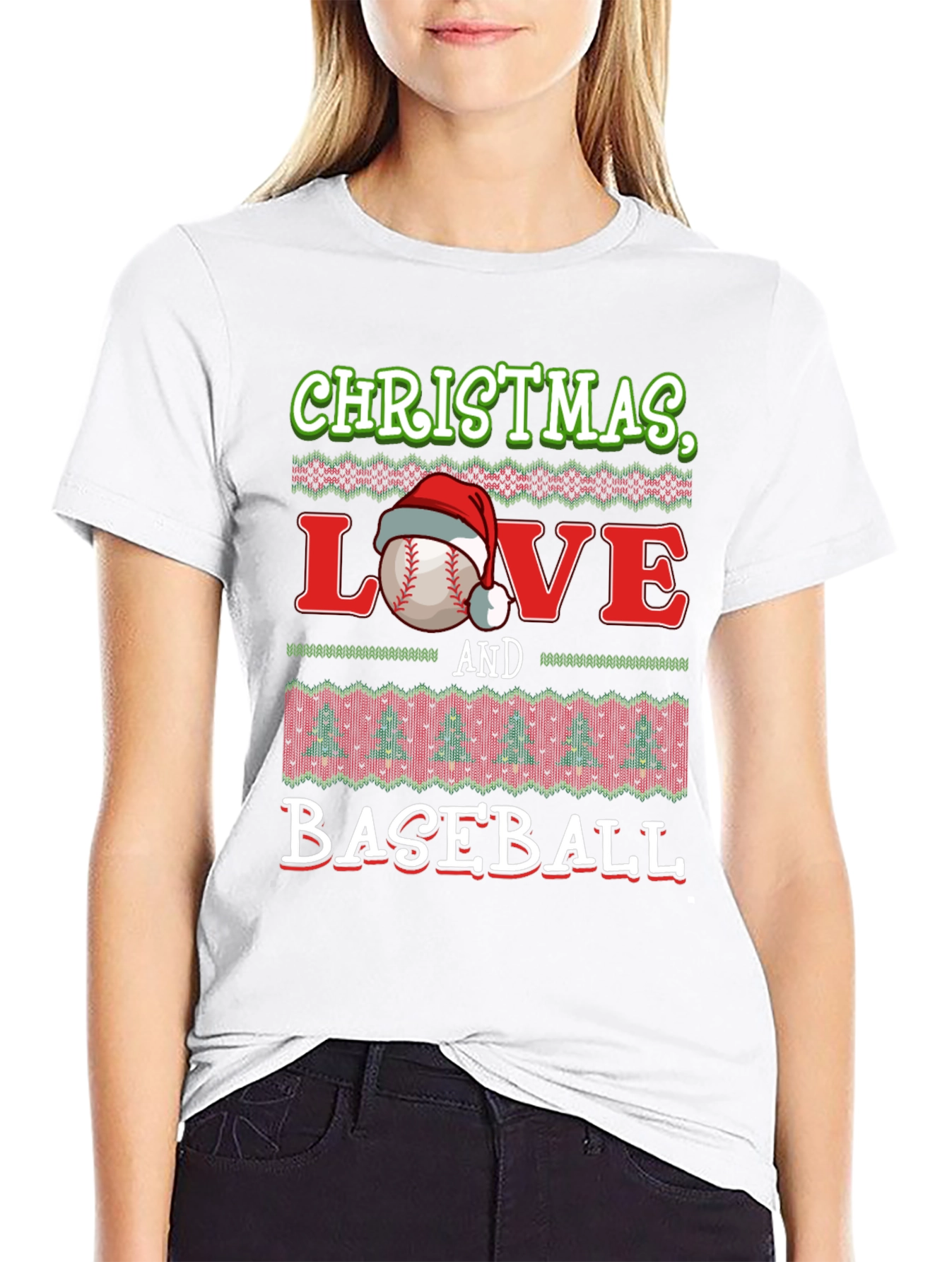 Christmas Love and Baseball Holiday T-Shirt