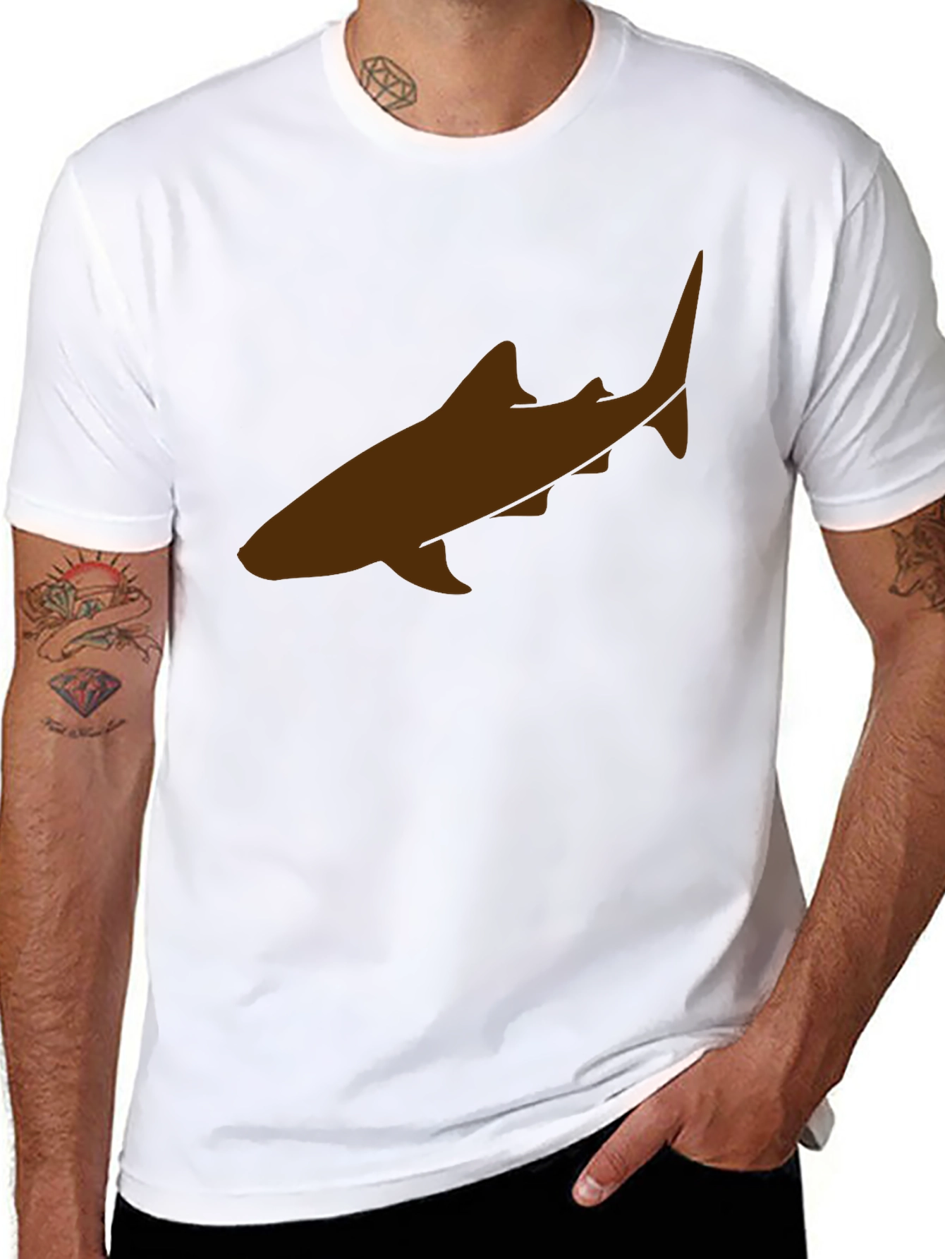 Shark Graphic Tee - Black Cotton Casual Shirt