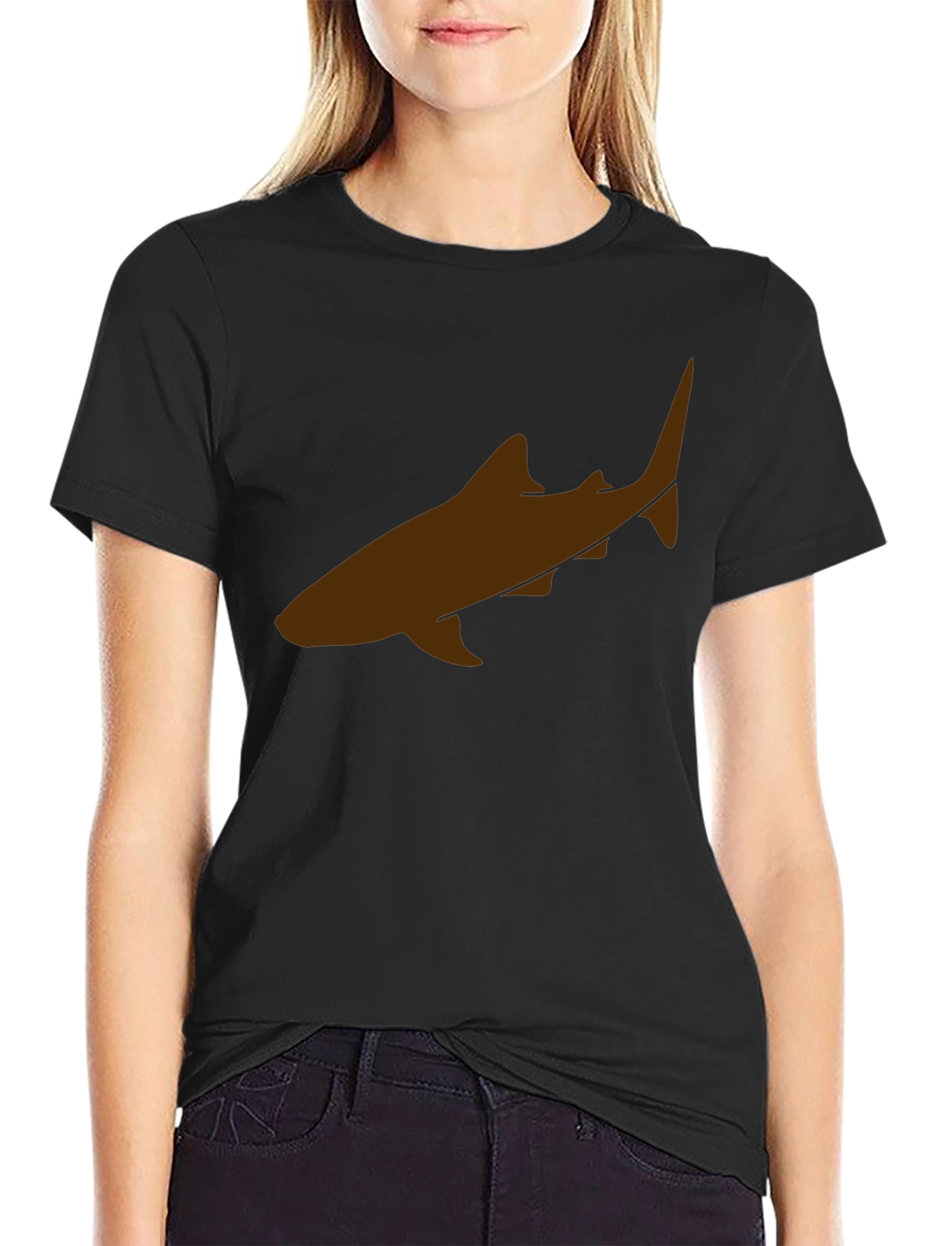 Shark Graphic Tee - Black Cotton Casual Shirt