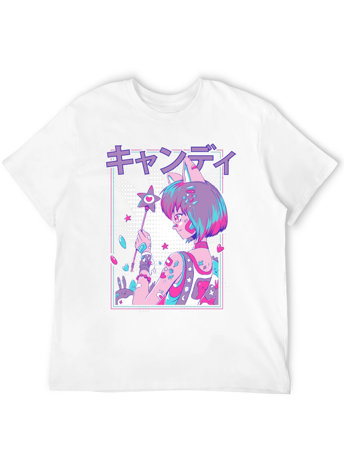 Anime Girl Graphic T-Shirt - Black Cotton Blend Tee