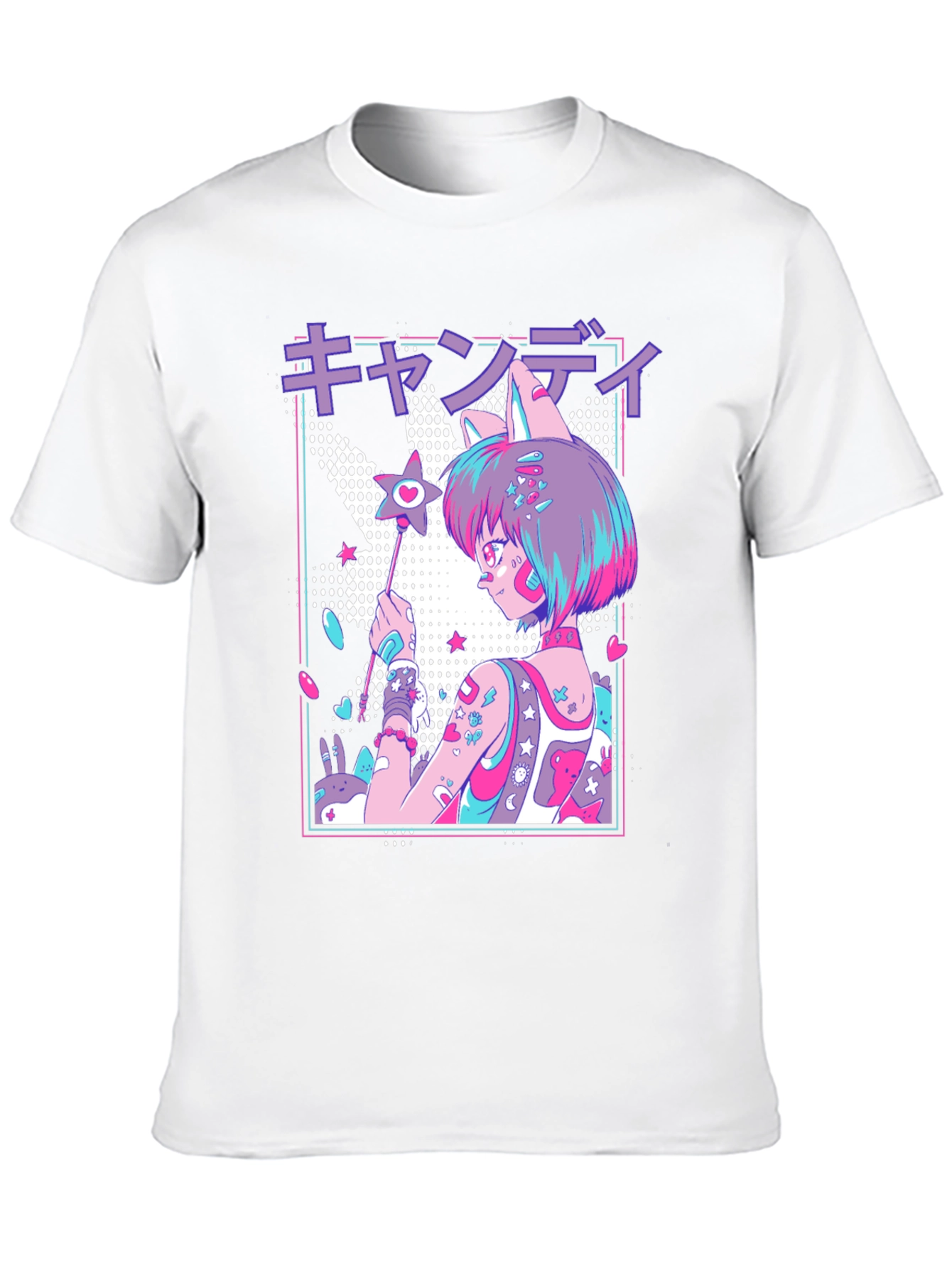 Anime Girl Graphic T-Shirt - Black Cotton Blend Tee