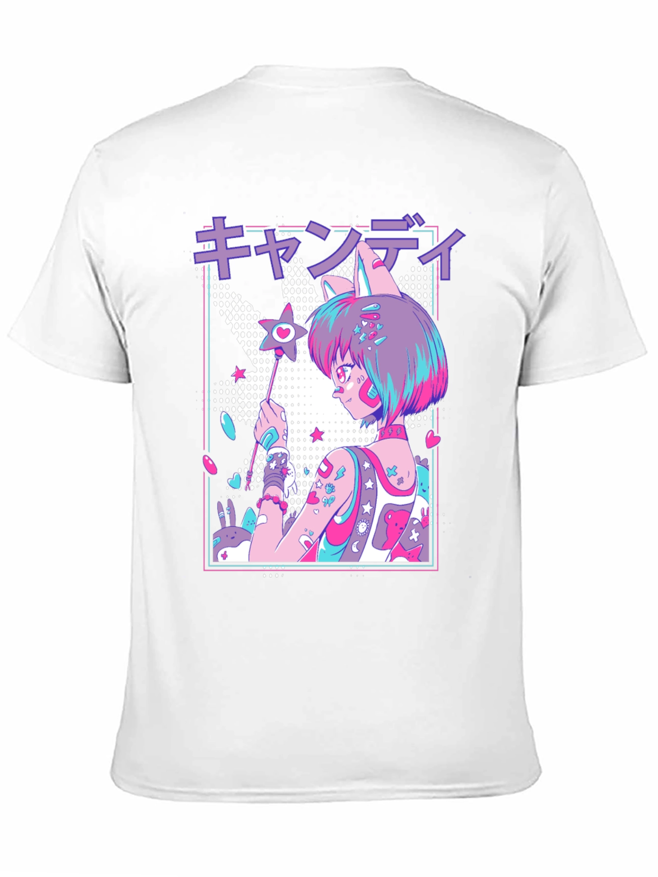 Anime Girl Graphic T-Shirt - Black Cotton Blend Tee