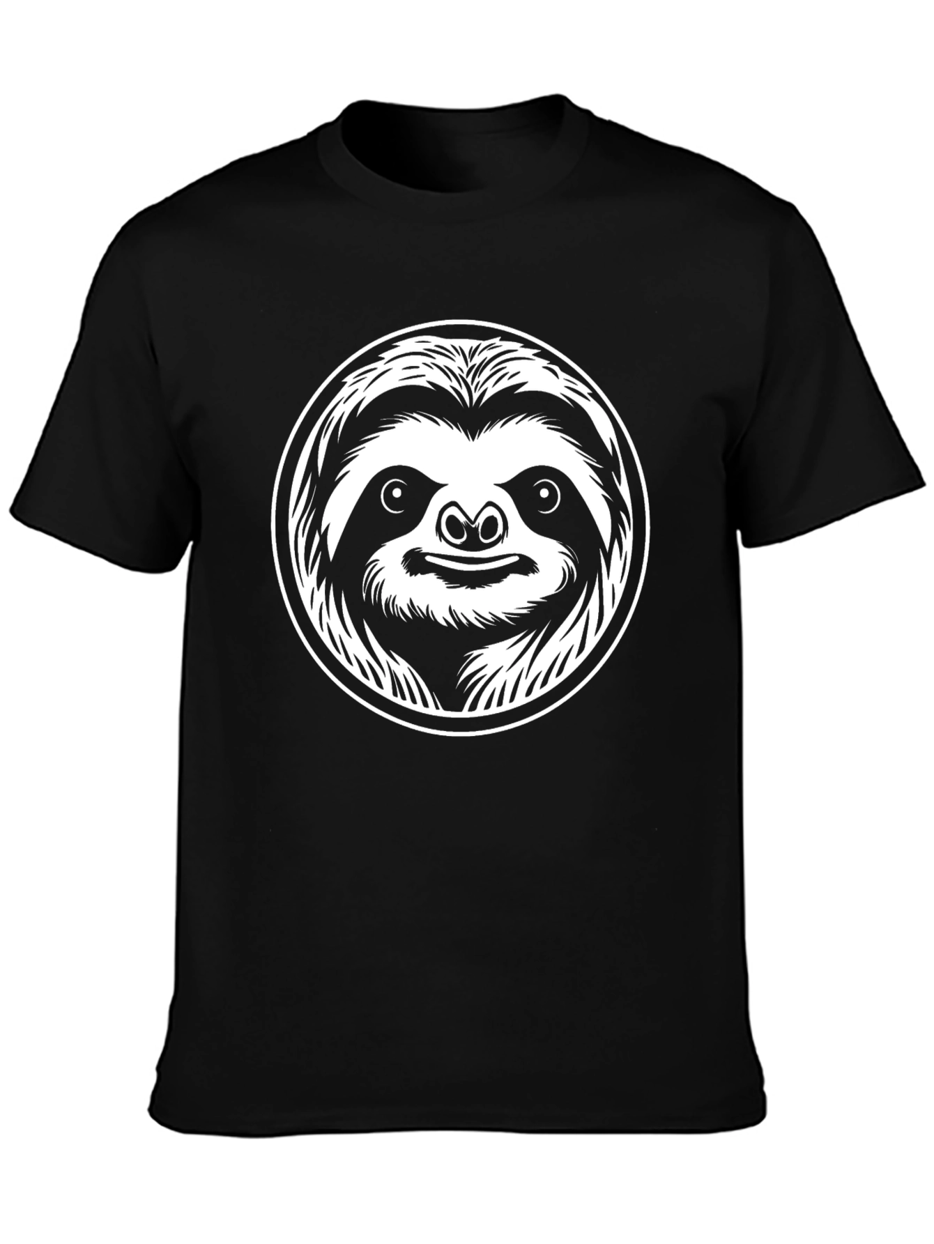 Sloth Graphic Tee - Black Cotton Crew Neck T-Shirt