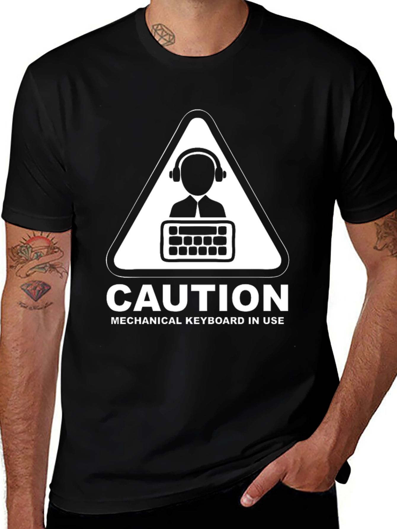 Caution Mechanical Keyboard T-Shirt Funny Gamer Tee