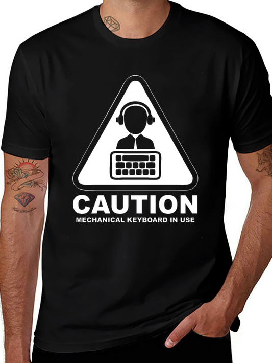 Caution Mechanical Keyboard T-Shirt Funny Gamer Tee